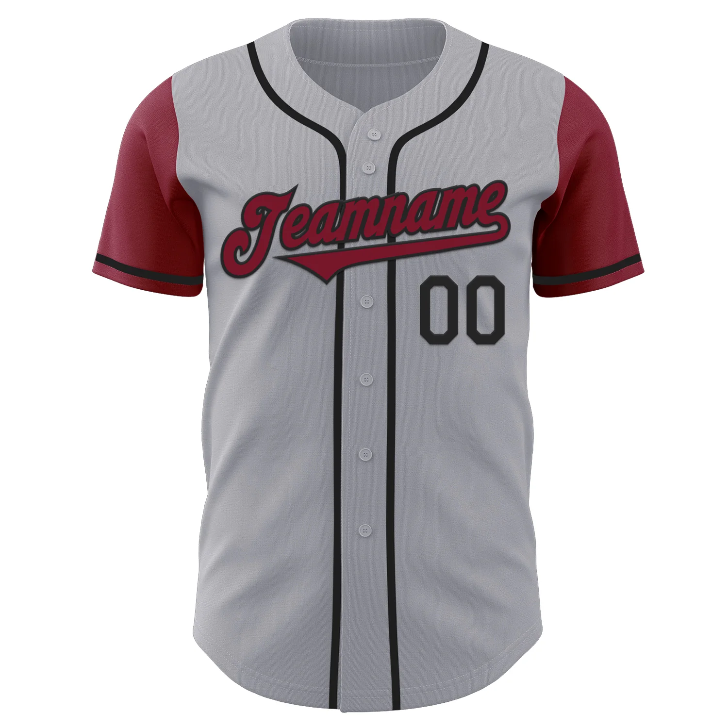 Custom Gray Crimson-Black Authentic Two Tone Baseball Jersey - Image 2