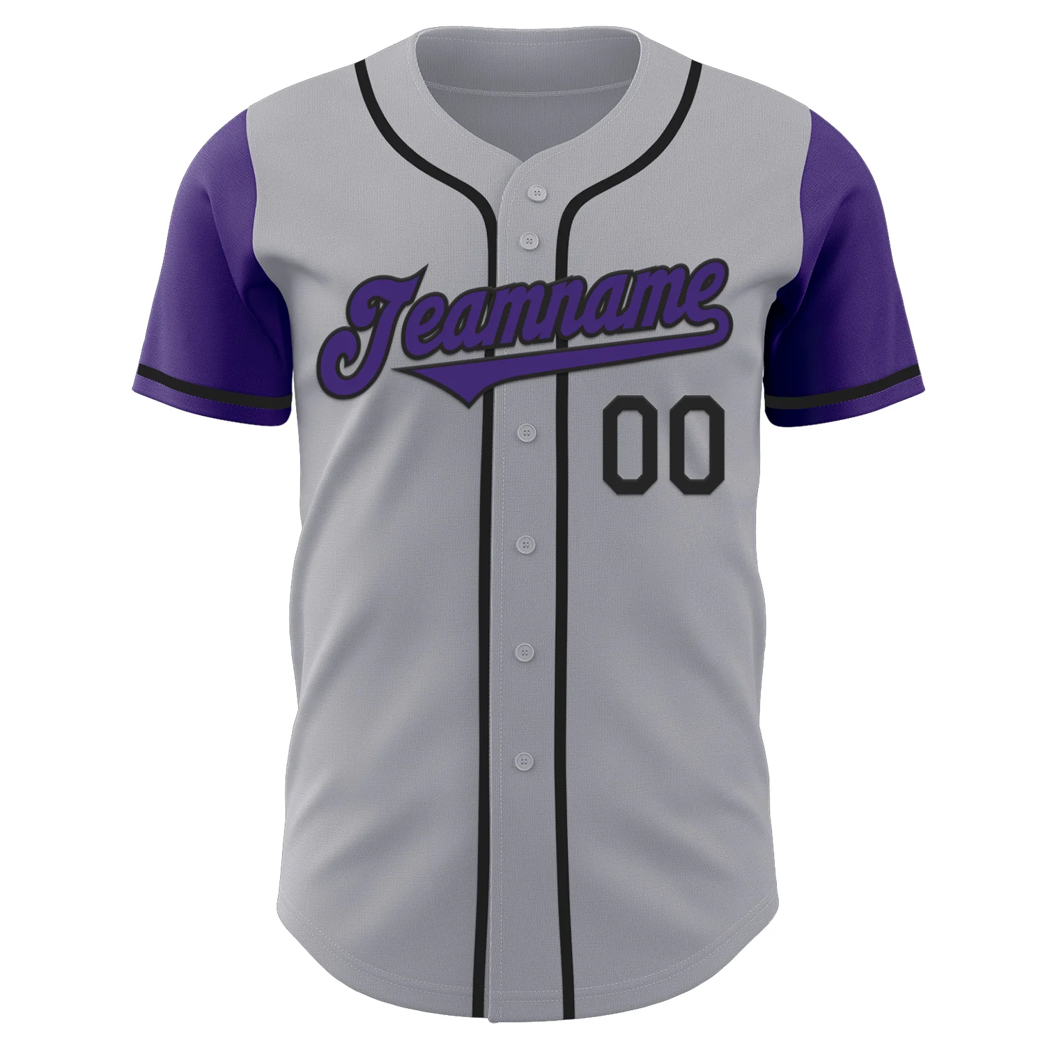Custom Gray Purple-Black Authentic Two Tone Baseball Jersey - Image 2