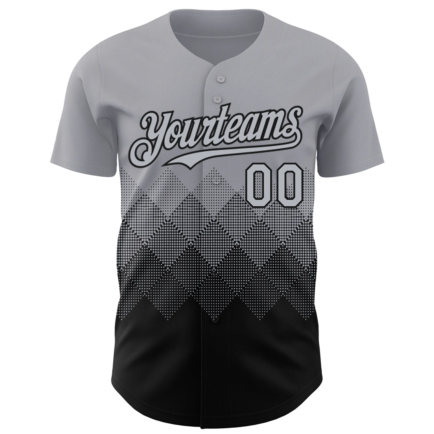 Custom Gray Black 3D Gradient Square Shape Authentic Baseball Jersey - Image 2