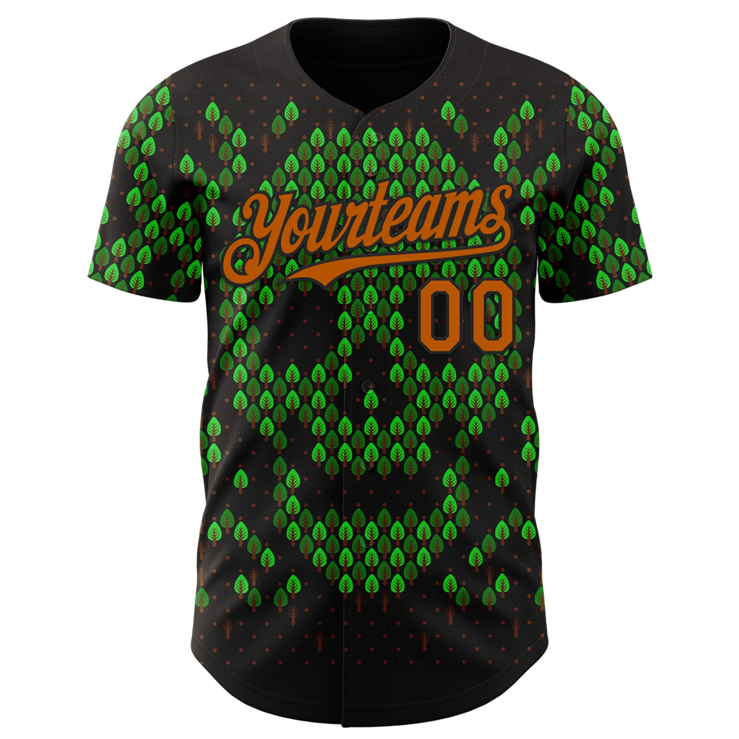 Custom Green Texas Orange-Black 3D Tobe Fonseca Deforestation Brown Skull Authentic Baseball Jersey - Image 2