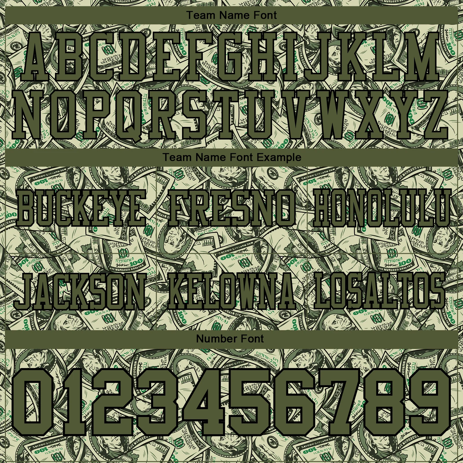 Custom Green Olive-Black 3D Pattern Dollar Authentic Football Jersey - Image 4