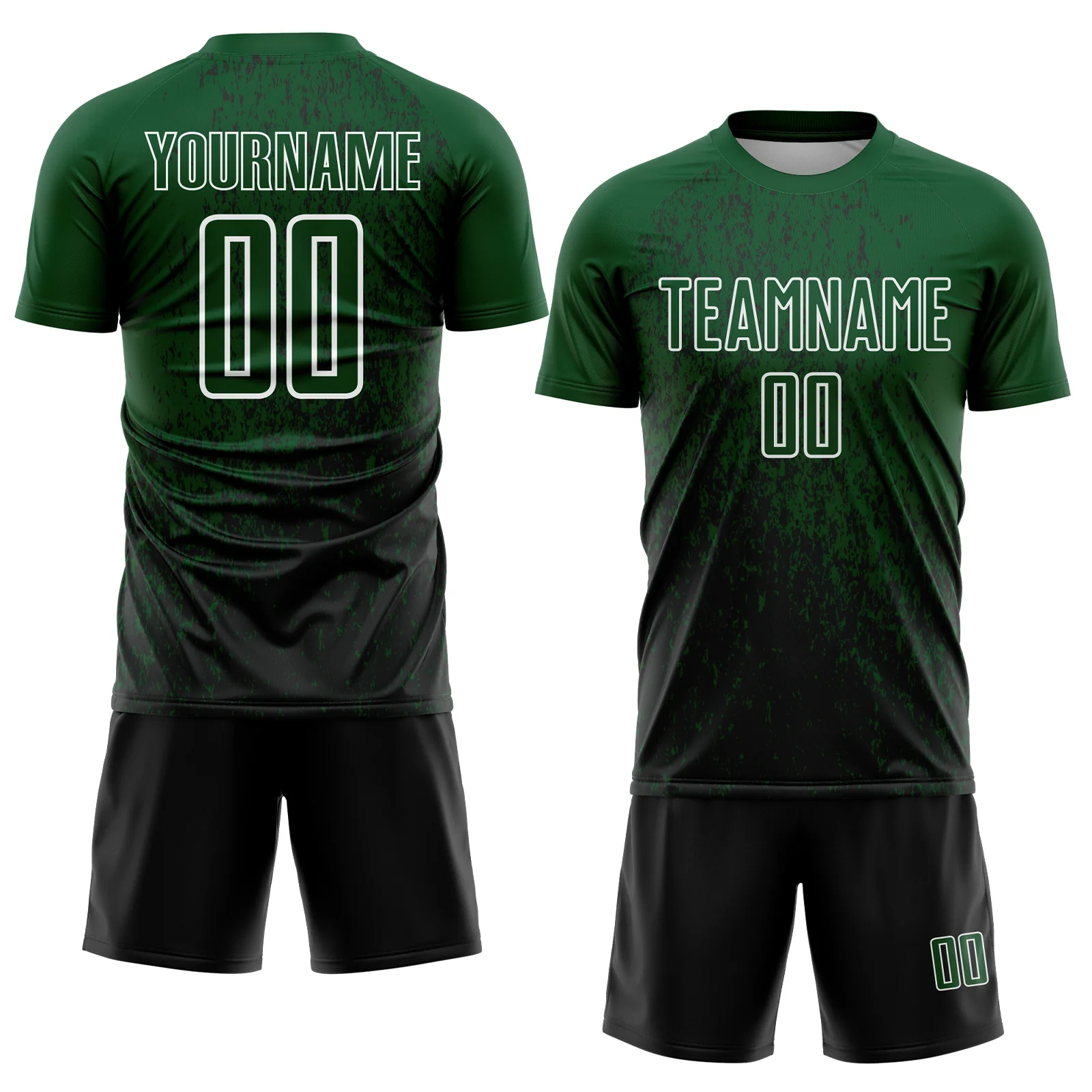 Custom Green Black-White Abstract Fragment Art Sublimation Soccer Uniform Jersey - Image 2
