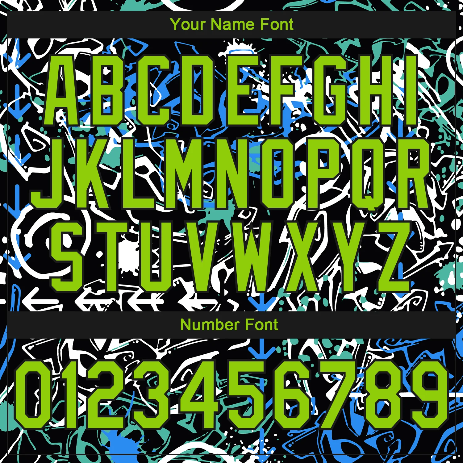 Custom Stitched Graffiti Pattern Neon Green-Black 3D Abstract Grunge Art Sports Pullover Sweatshirt Hoodie - Image 4