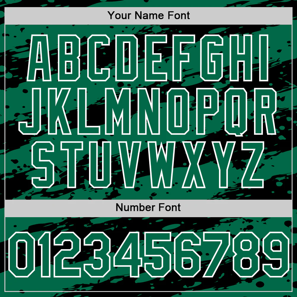 Custom Kelly Green Black-White Paint Splash Stripe Authentic Baseball Jersey - Image 5