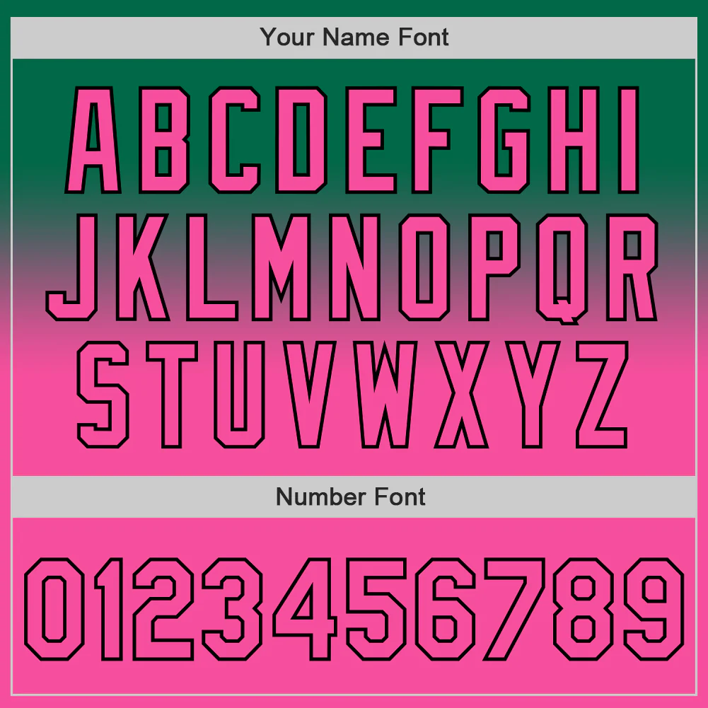 Custom Kelly Green Pink-Black Authentic Fade Fashion Baseball Jersey - Image 5