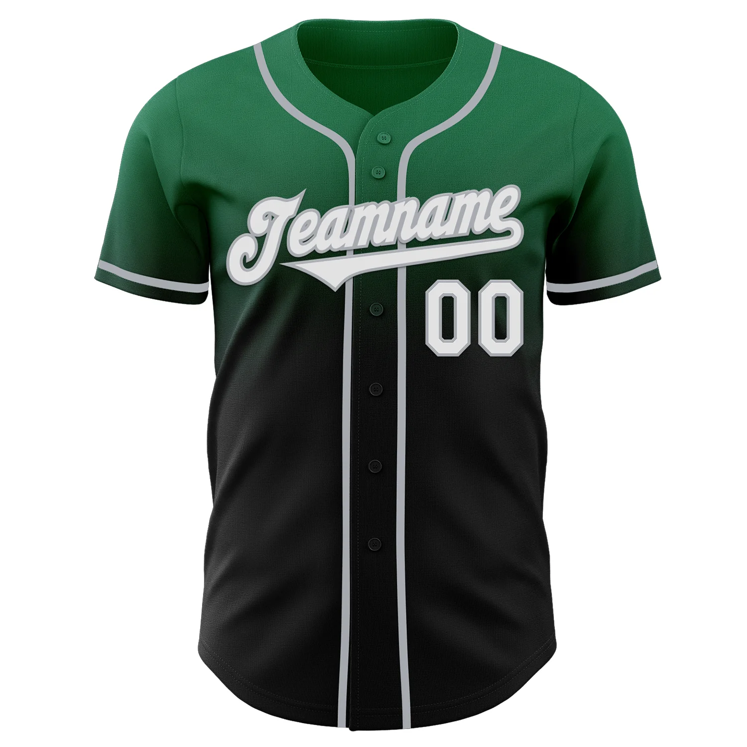 Custom Kelly Green Black-Gray Authentic Fade Fashion Baseball Jersey - Image 2