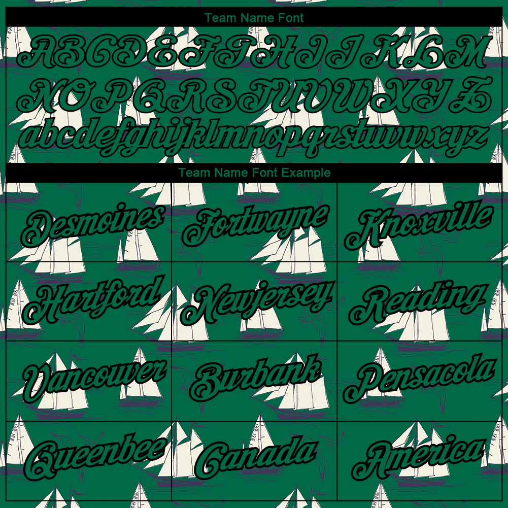 Custom Kelly Green Black 3D Pattern Design Sailing Ship Columbus Day Performance T-Shirt - Image 3