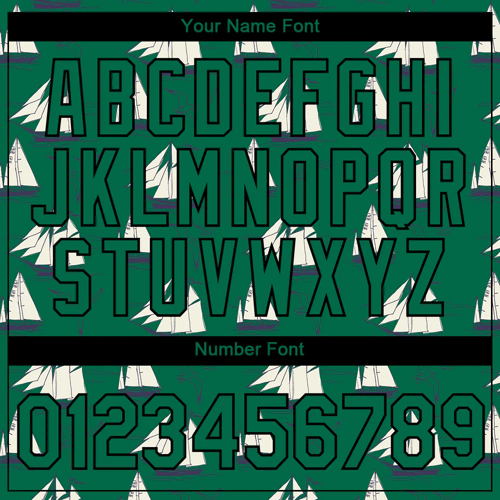 Custom Kelly Green Black 3D Pattern Design Sailing Ship Columbus Day Performance T-Shirt - Image 4