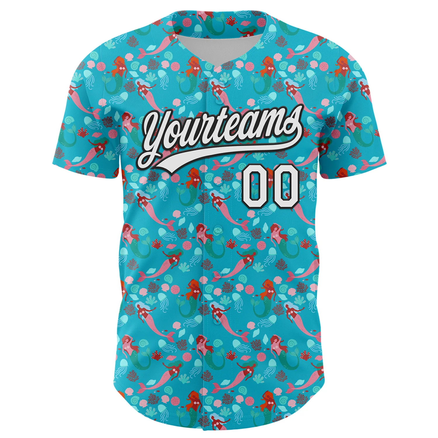 Custom Lakes Blue White-Black 3D Hawaii Ocean Creature Authentic Baseball Jersey - Image 2
