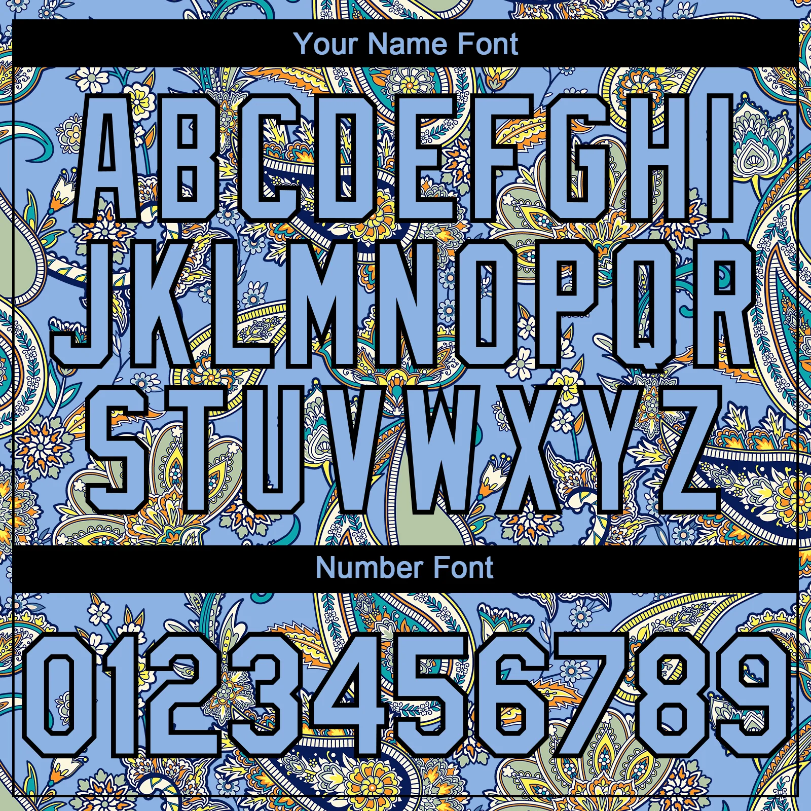 Custom Light Blue Black Rave Party Ethnic Paisley Bandana Authentic Baseball Jersey - Image 5