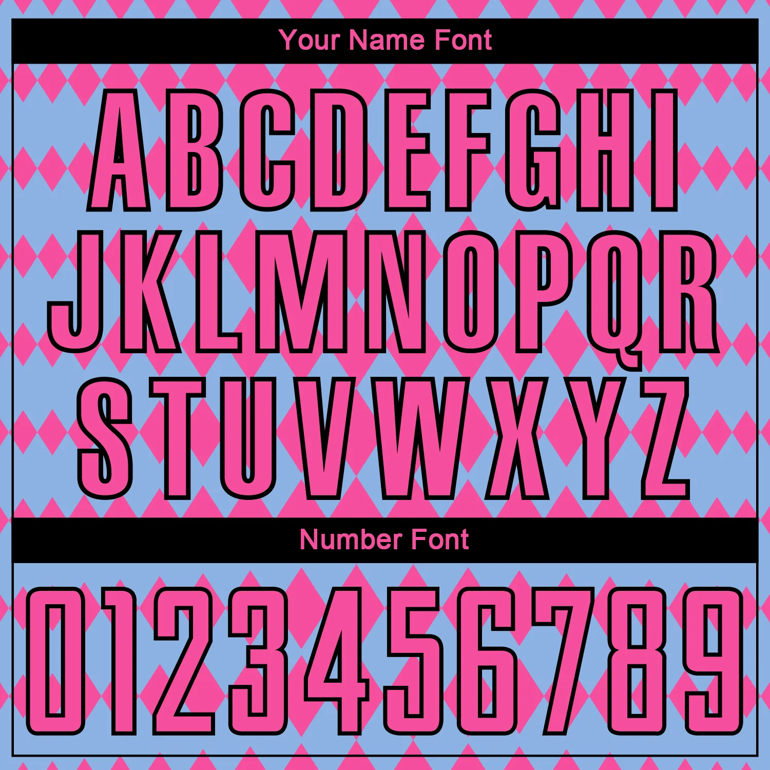 Custom Light Blue Pink-Black Diamond Harlequin Check Sports Sublimation Soccer Uniform Jersey - Image 6