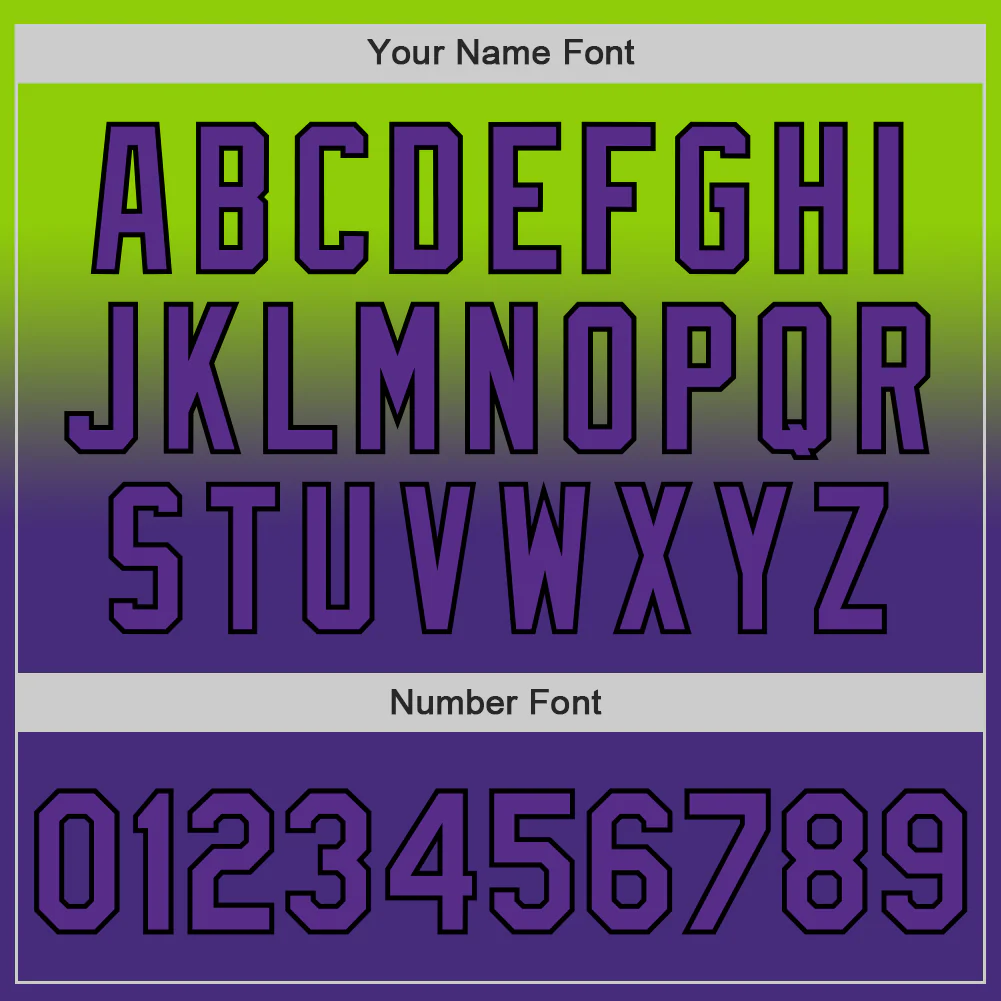 Custom Neon Green Purple-Black Authentic Fade Fashion Baseball Jersey - Image 5