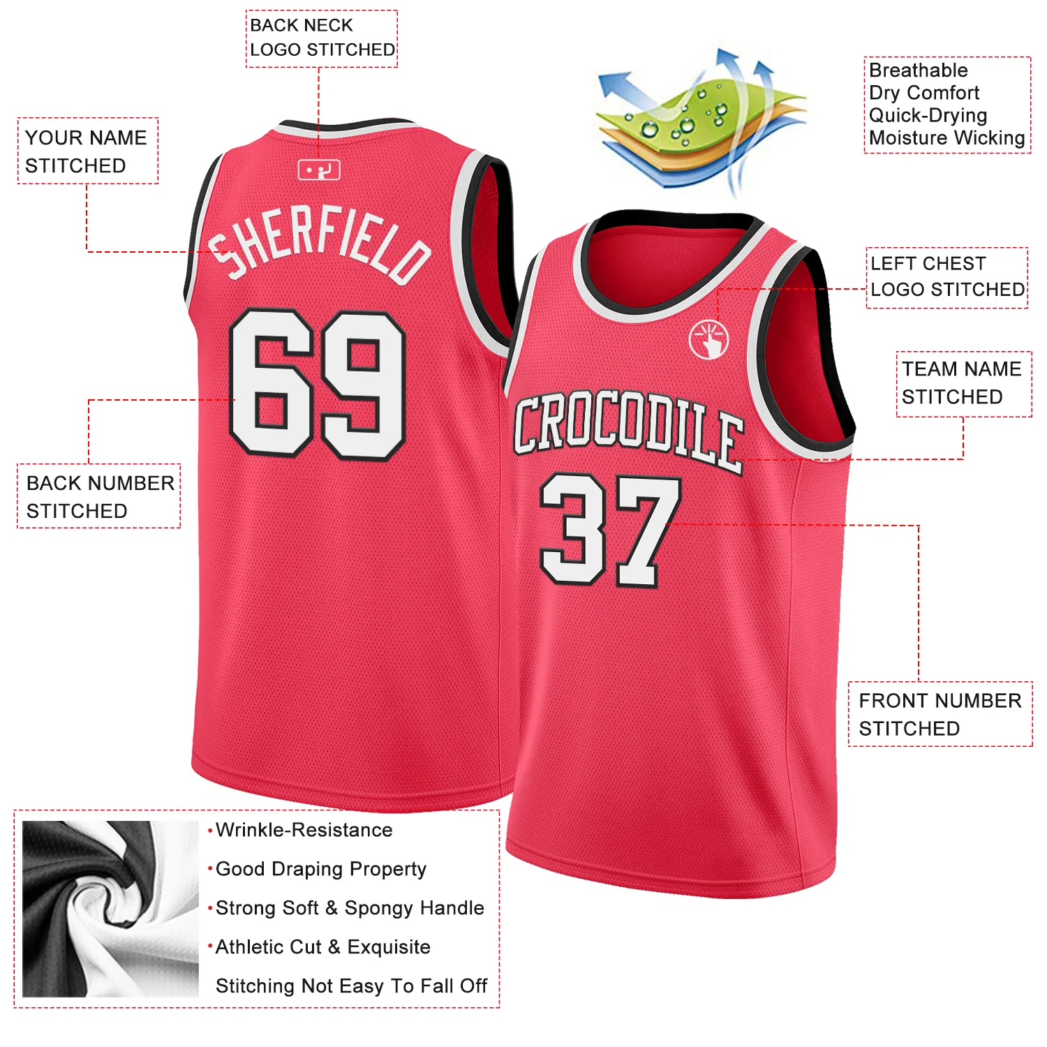 Custom Neon Pink White-Black Authentic Basketball Jersey - Image 2