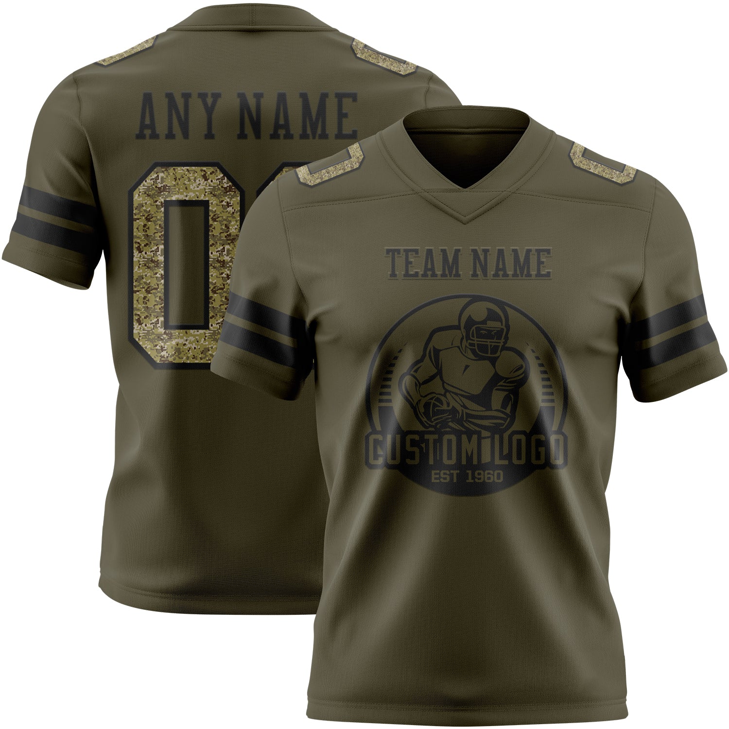 Custom Olive Camo-Black Authentic Salute To Service Football Jersey - Image 2