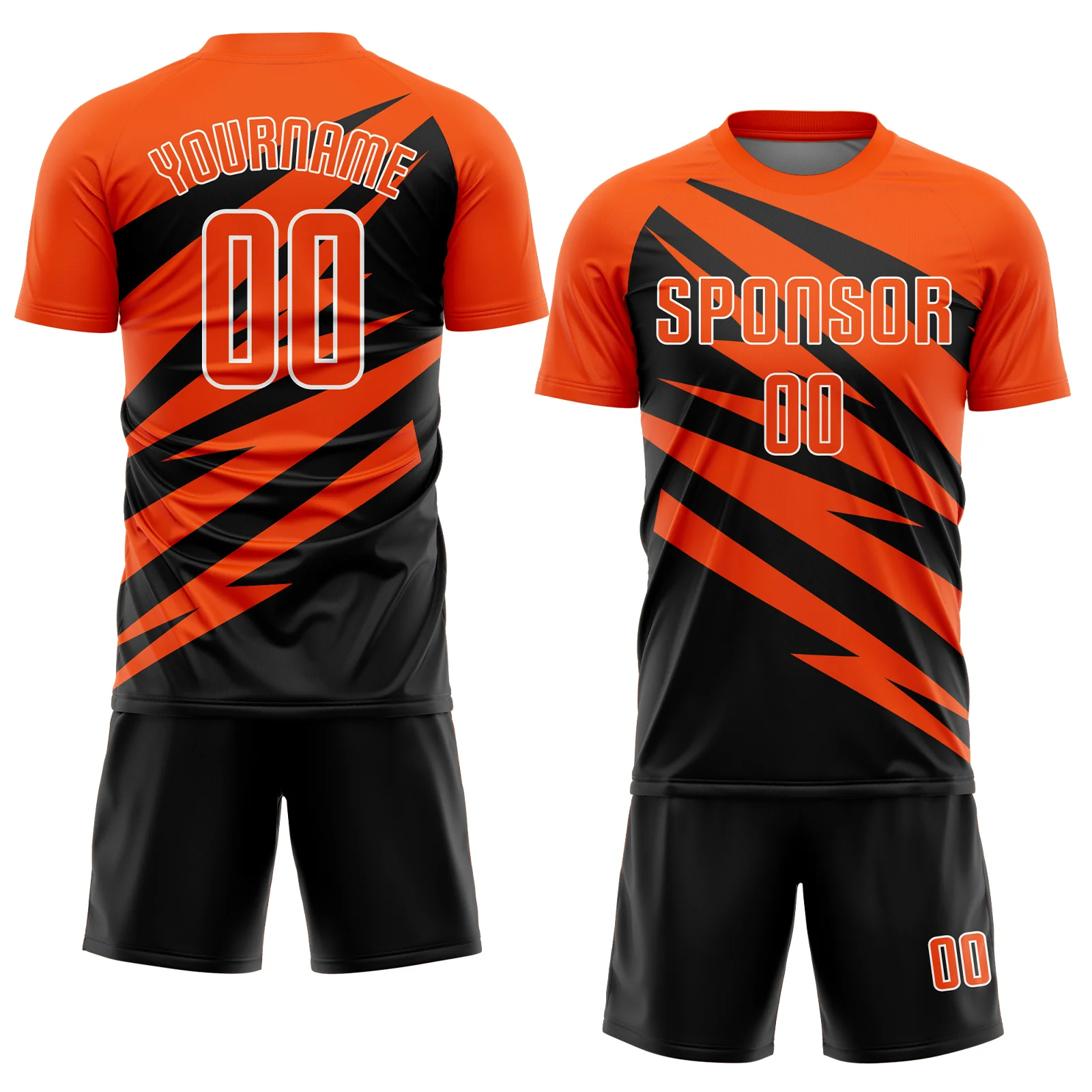 Custom Orange Black-White Abstract Line Sports Sublimation Soccer Uniform Jersey - Image 2