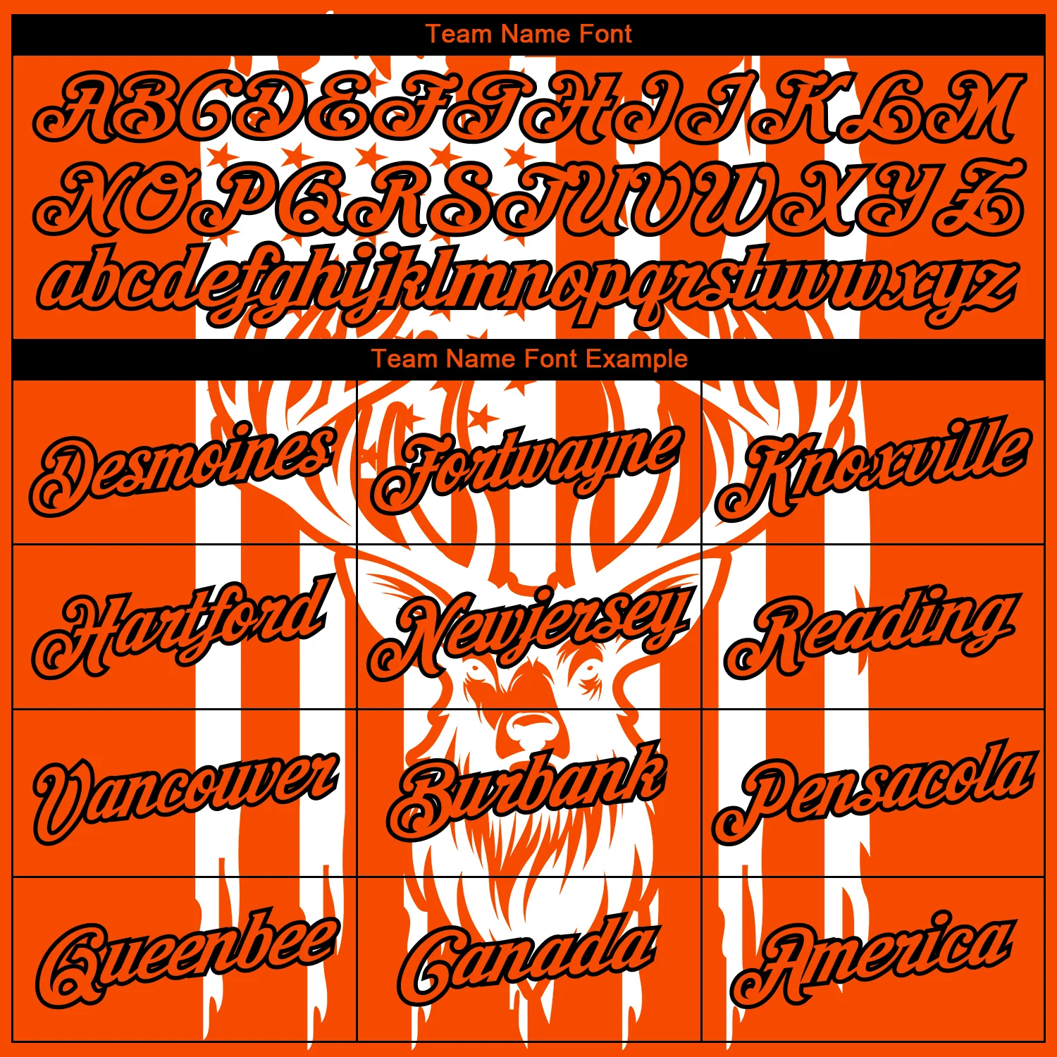 Custom Orange Black-White 3D Animal Deer Hunting American Flag Long Sleeve Performance T-Shirt - Image 3