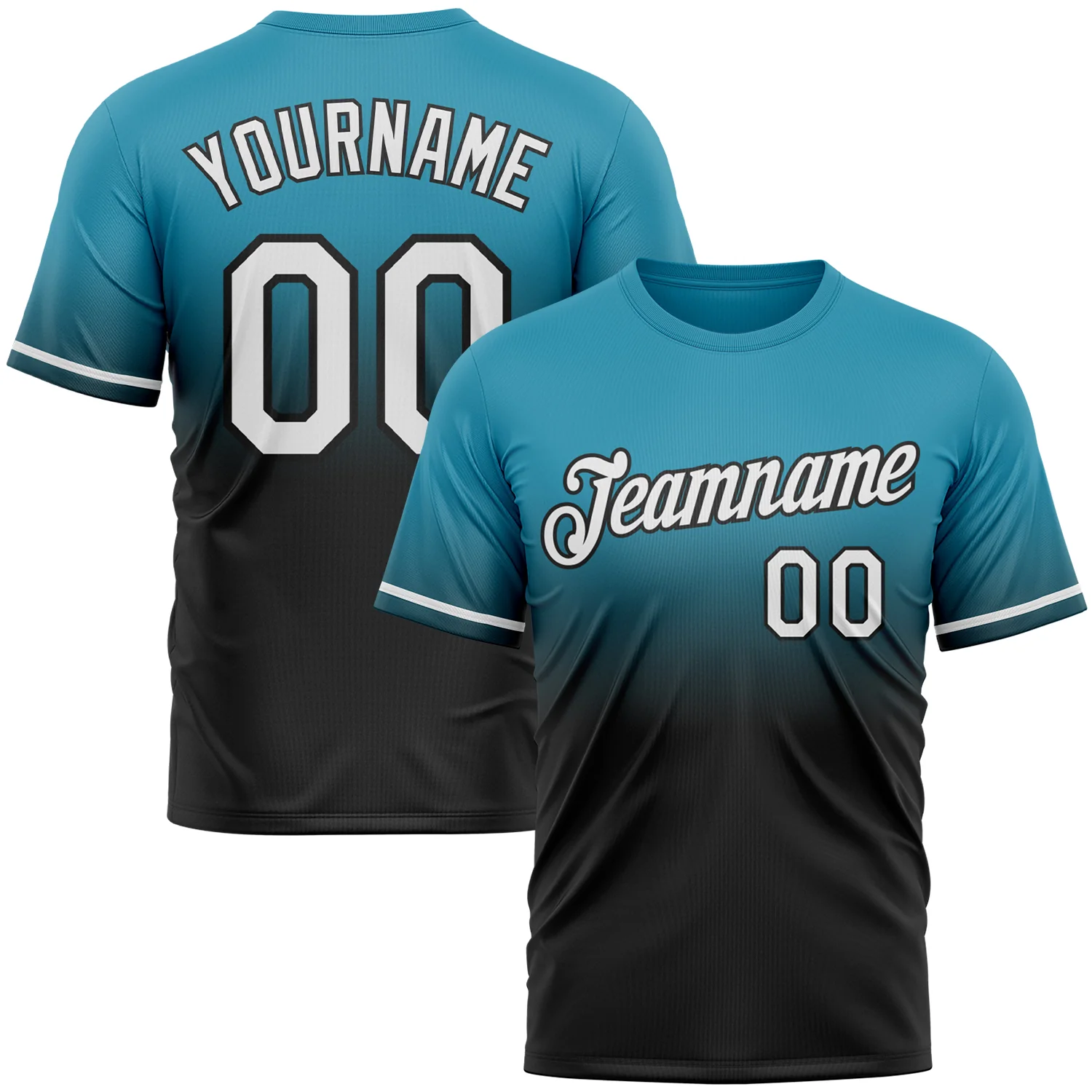 Custom Panther Blue White-Black Fade Fashion Performance T-Shirt