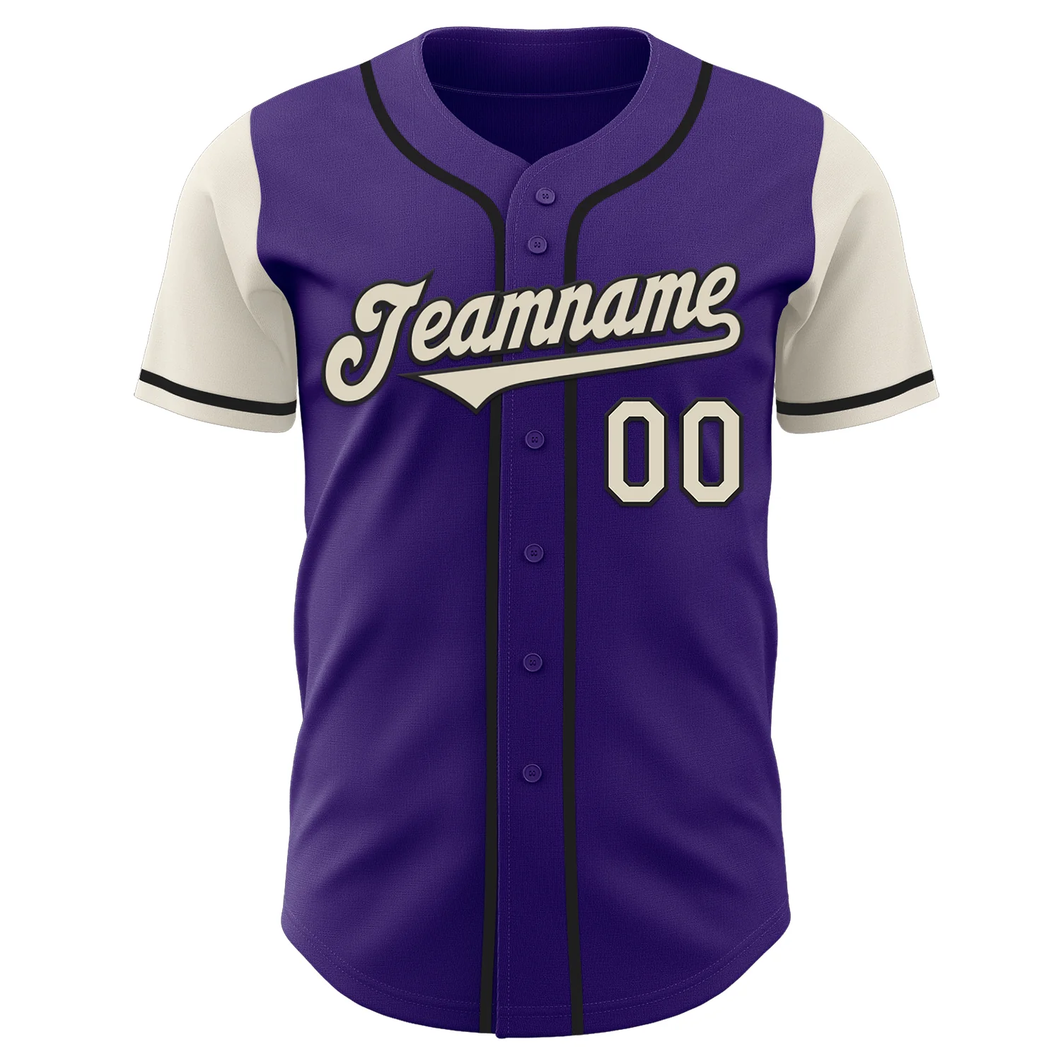 Custom Purple Cream-Black Authentic Two Tone Baseball Jersey - Image 2