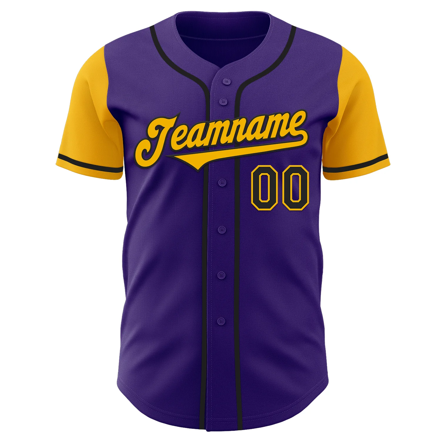 Custom Purple Gold-Black Authentic Two Tone Baseball Jersey - Image 2