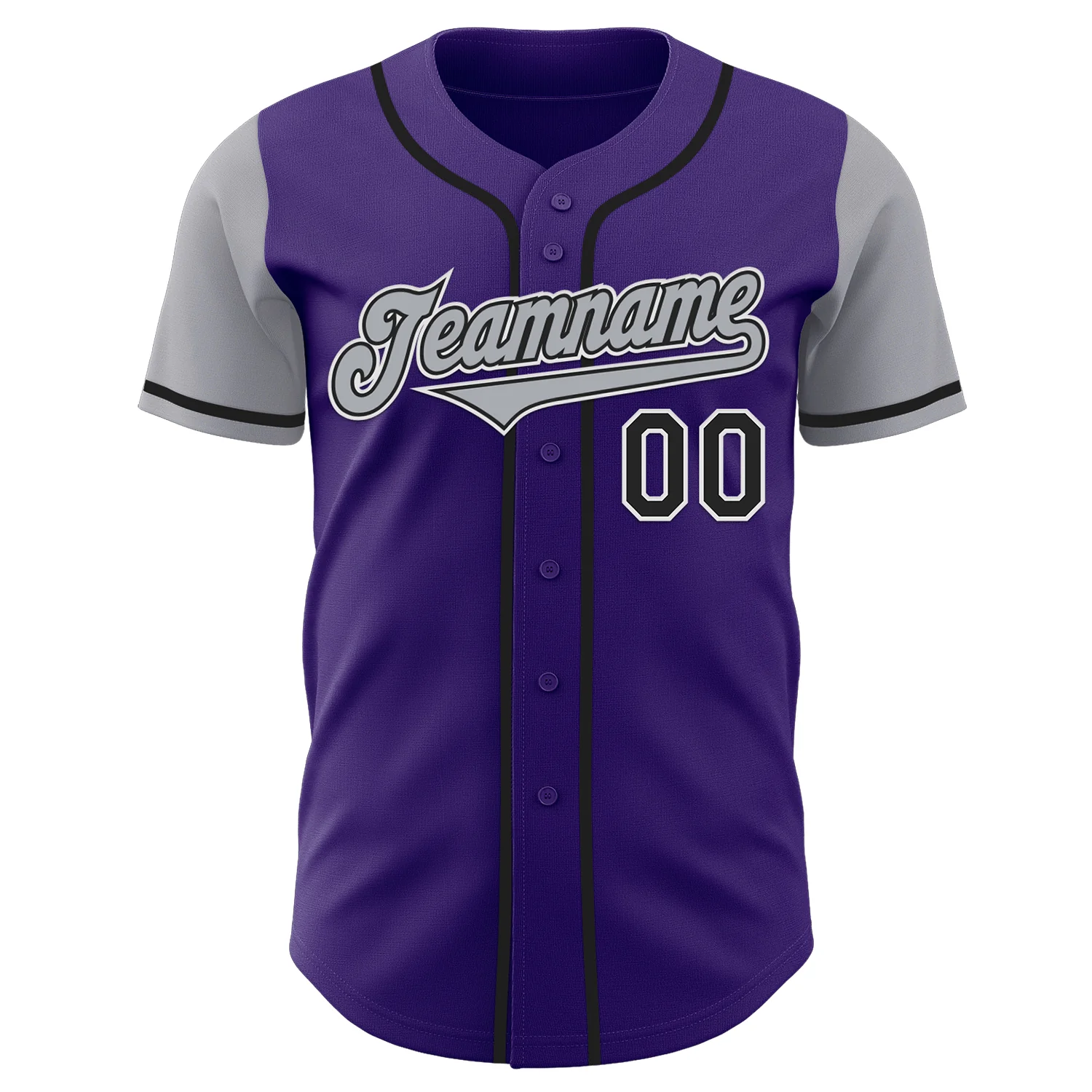 Custom Purple Gray-Black Authentic Two Tone Baseball Jersey - Image 2
