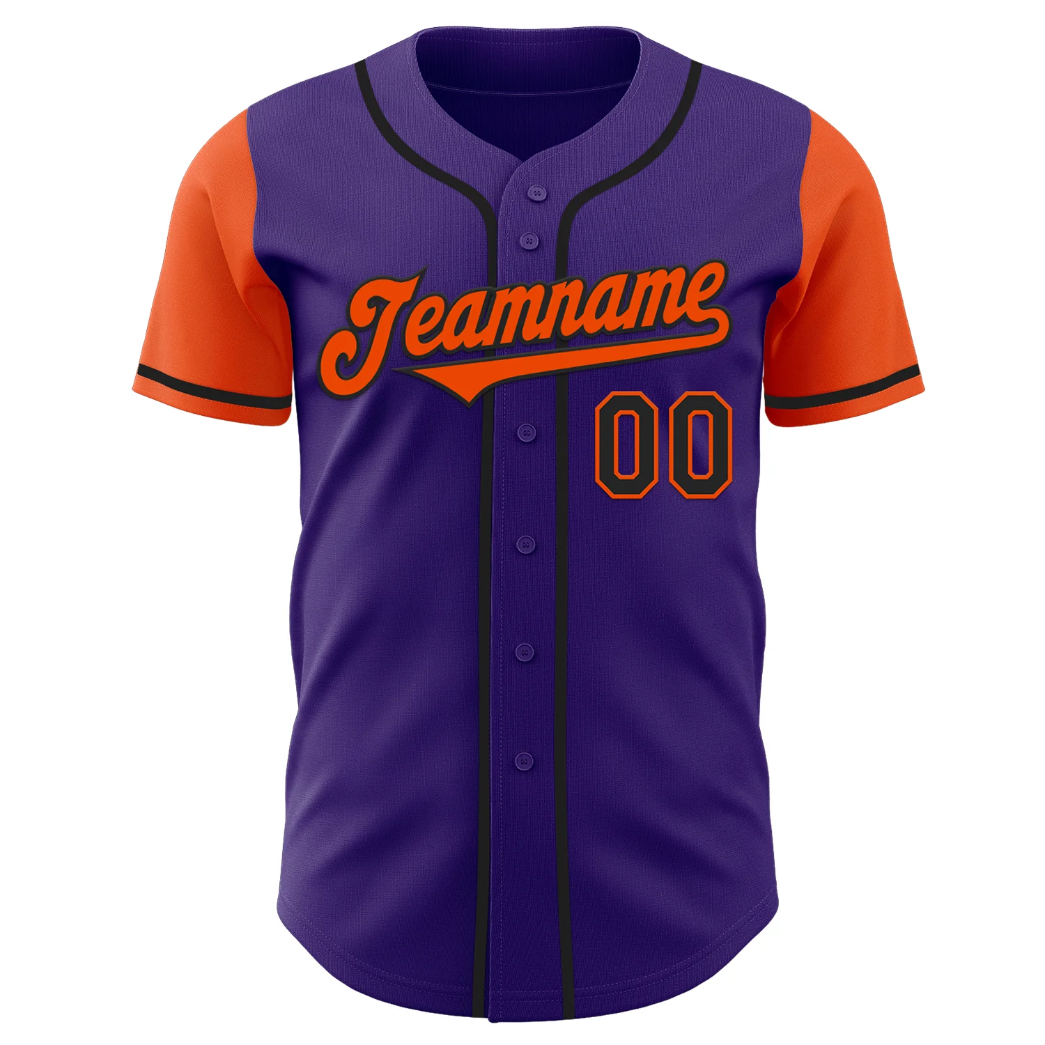 Custom Purple Orange-Black Authentic Two Tone Baseball Jersey - Image 2