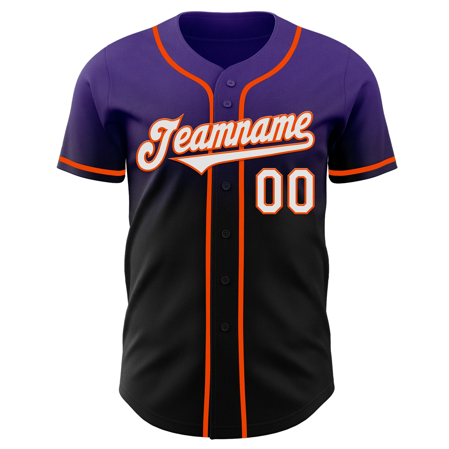 Custom Purple Black-Orange Authentic Fade Fashion Baseball Jersey - Image 2