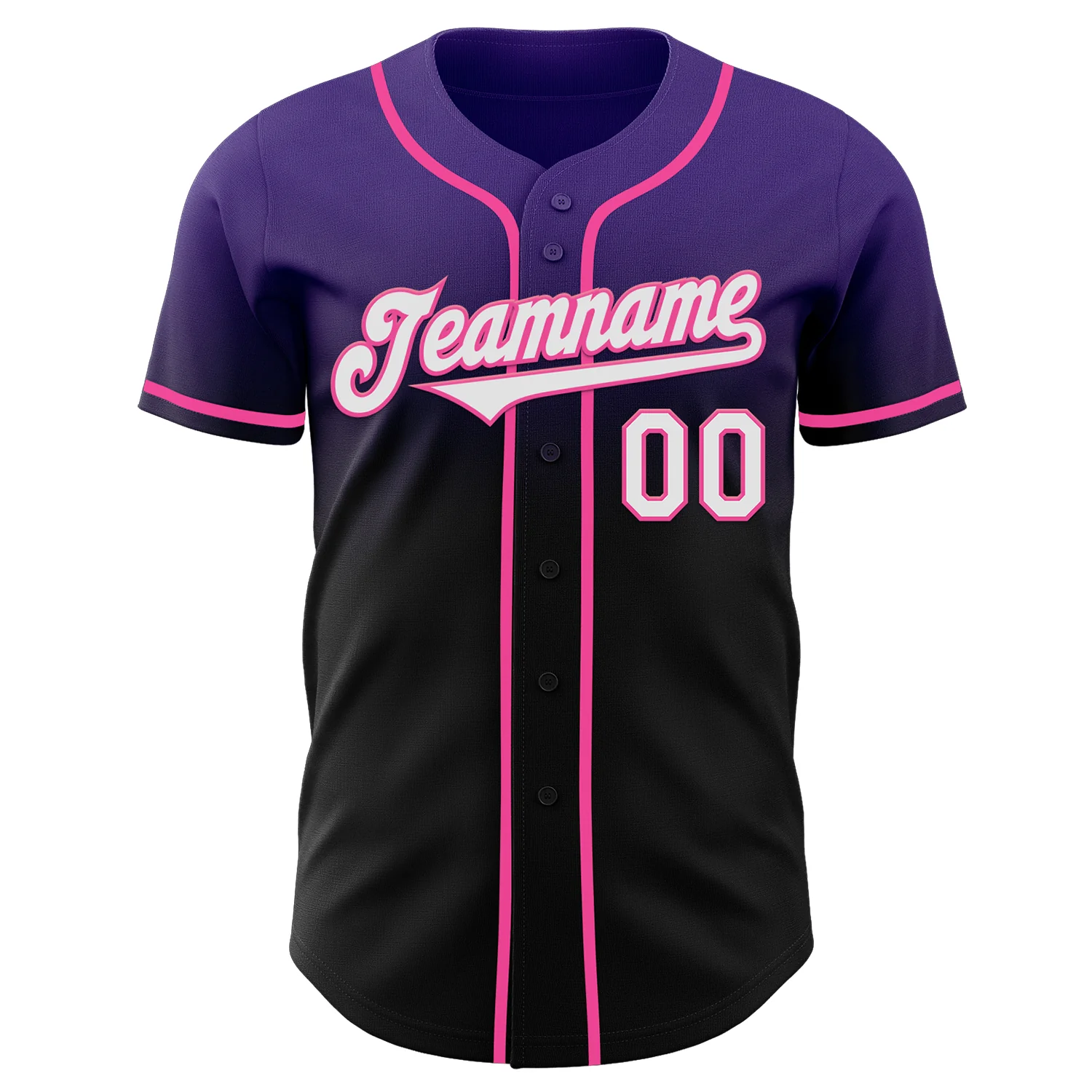 Custom Purple Black-Pink Authentic Fade Fashion Baseball Jersey - Image 2