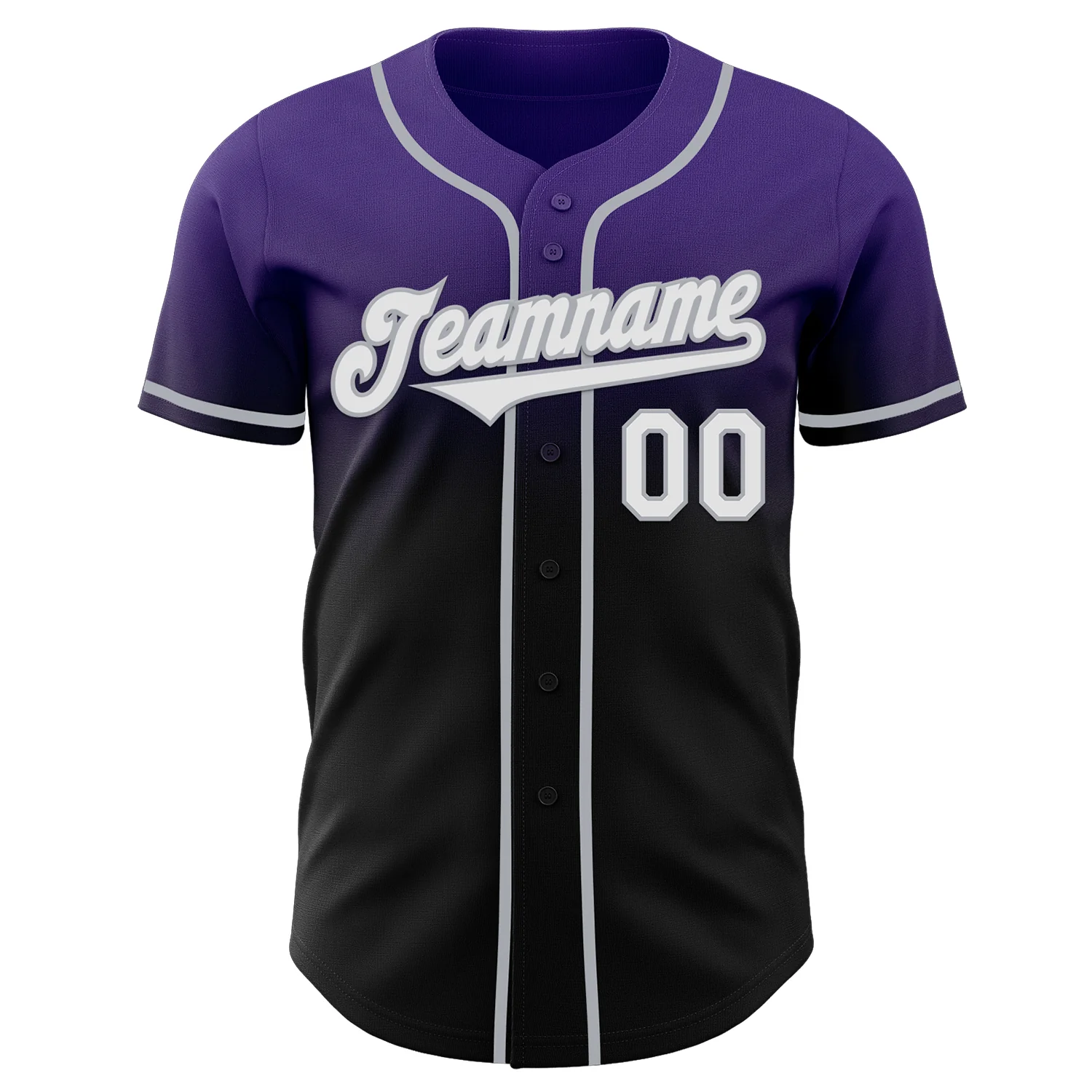Custom Purple Black-Gray Authentic Fade Fashion Baseball Jersey - Image 2