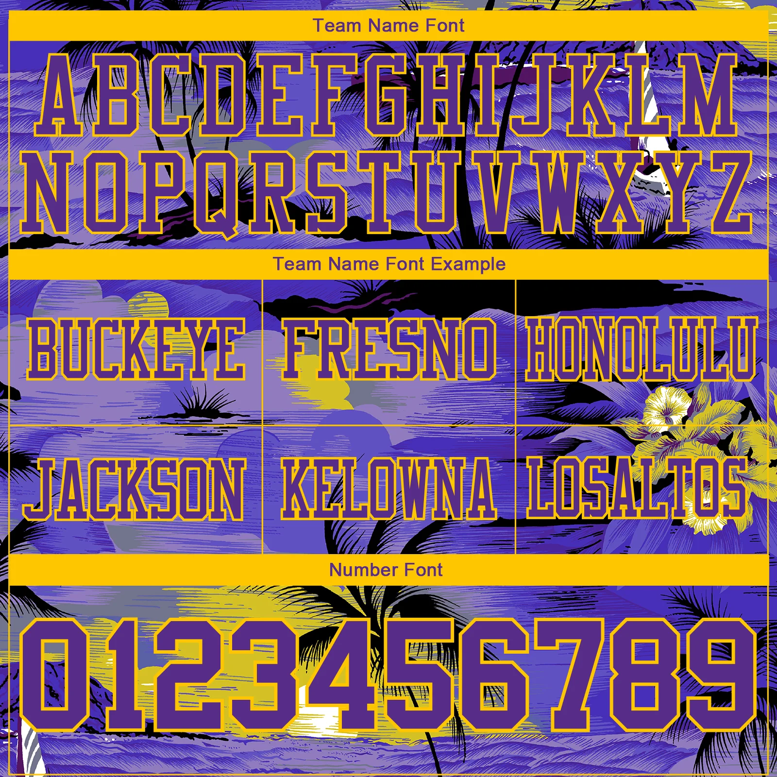 Custom Purple Black-Yellow 3D Pattern Sun Beach Hawaii Palm Trees Authentic Football Jersey - Image 4
