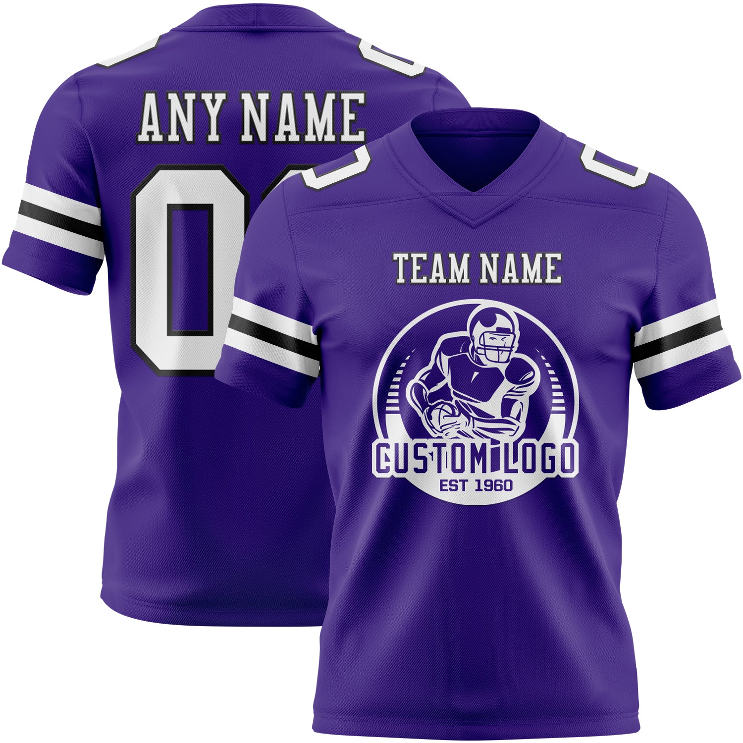 Custom Purple White-Black Authentic Football Jersey - Image 2