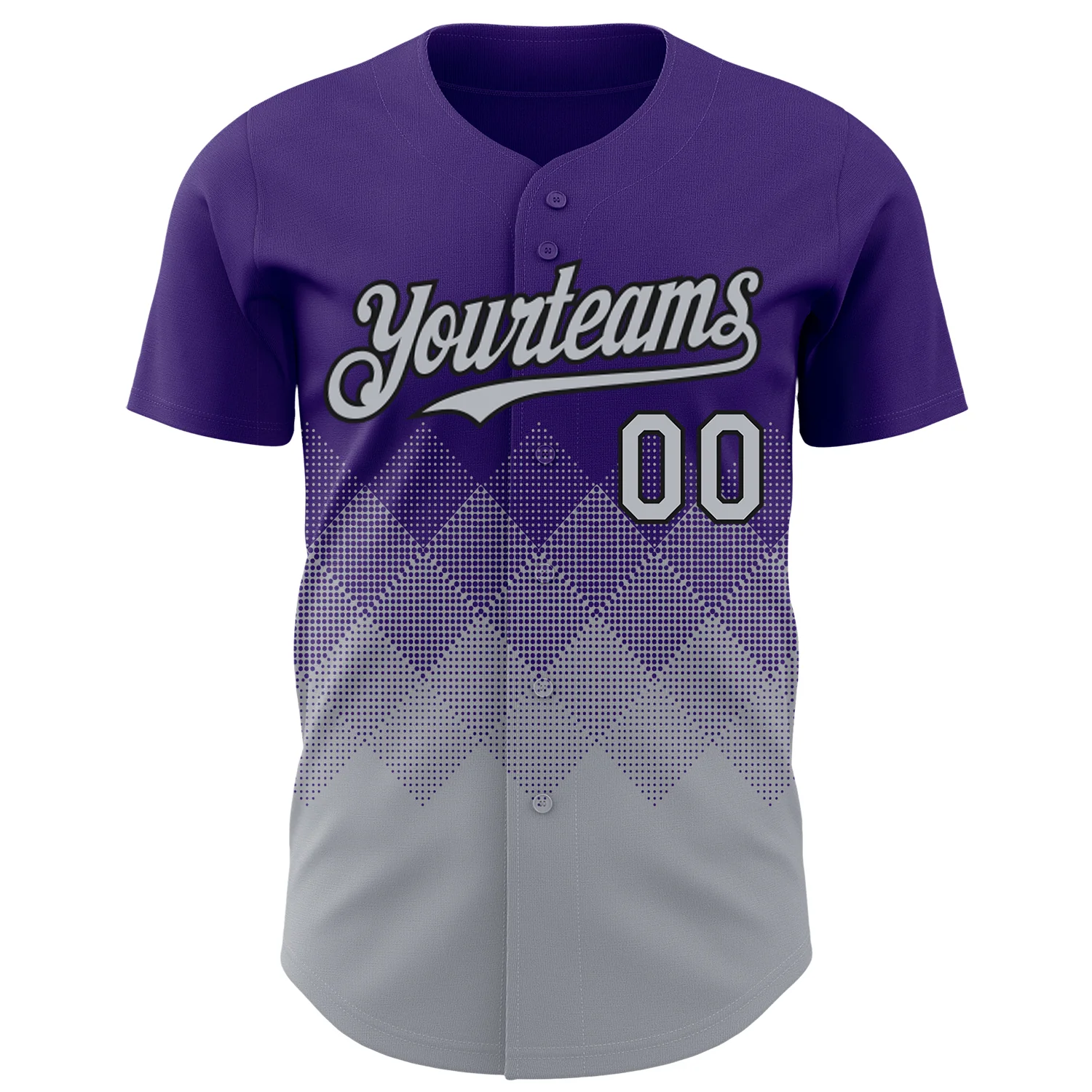 Custom Purple Gray-Black 3D Gradient Square Shape Authentic Baseball Jersey - Image 2