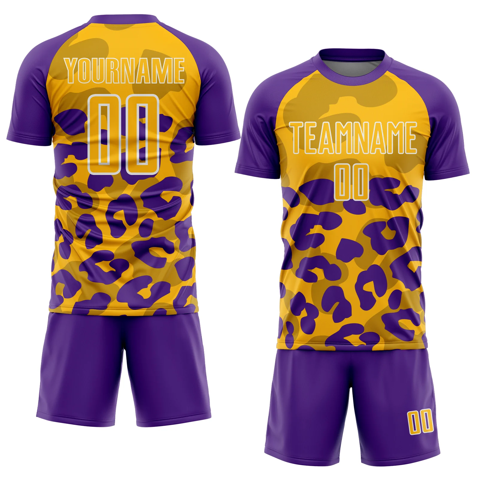 Custom Purple Gold-Black Animal Leopard Print Sports Sublimation Soccer Uniform Jersey - Image 2