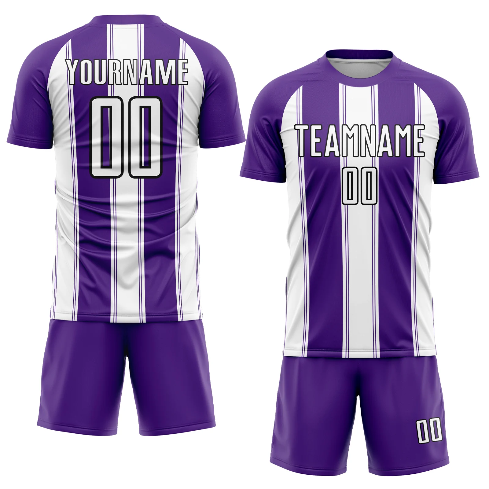 Custom Purple White-Black Line Sublimation Soccer Uniform Jersey - Image 2