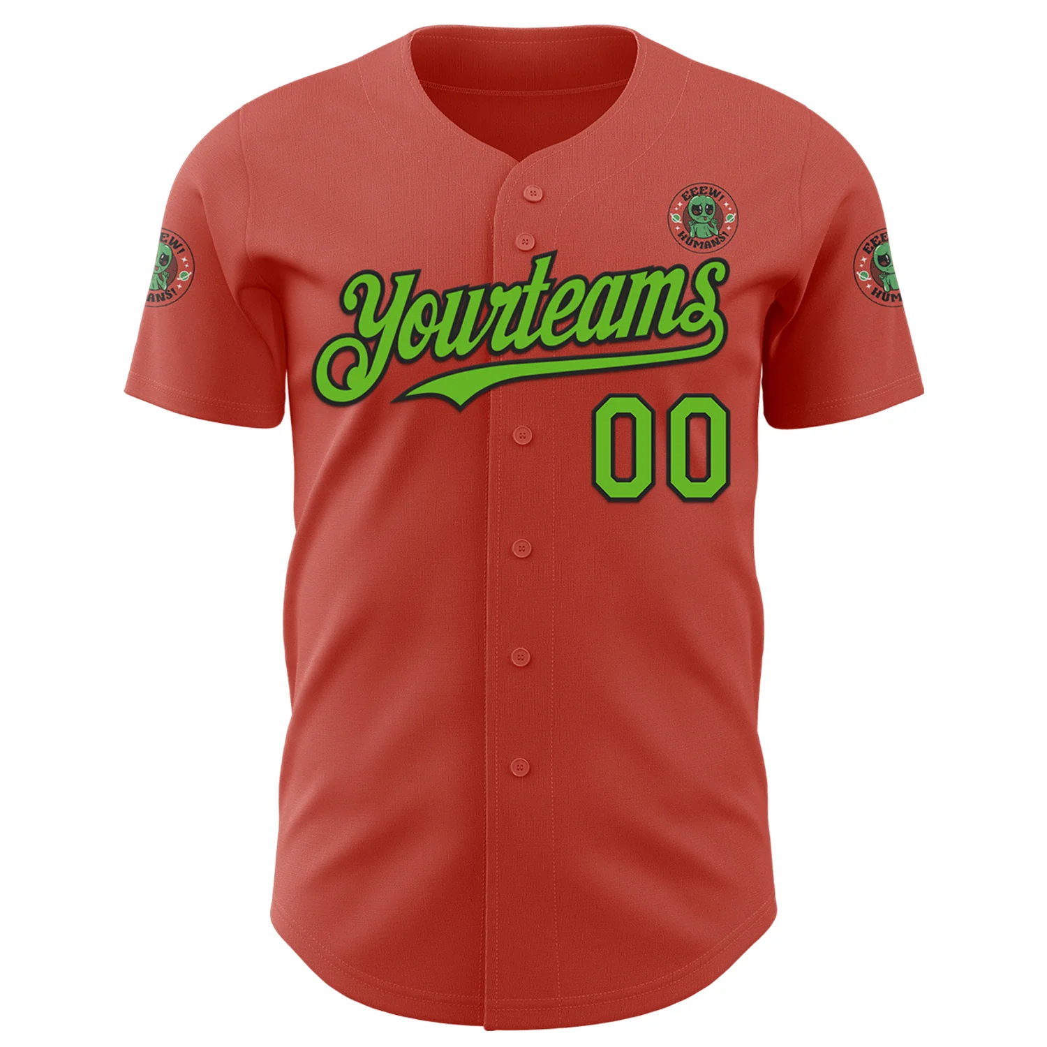 Custom Red Aurora Green-Black 3D Tobe Fonseca Eeew Humans Alien Gray ET Authentic Baseball Jersey - Image 2