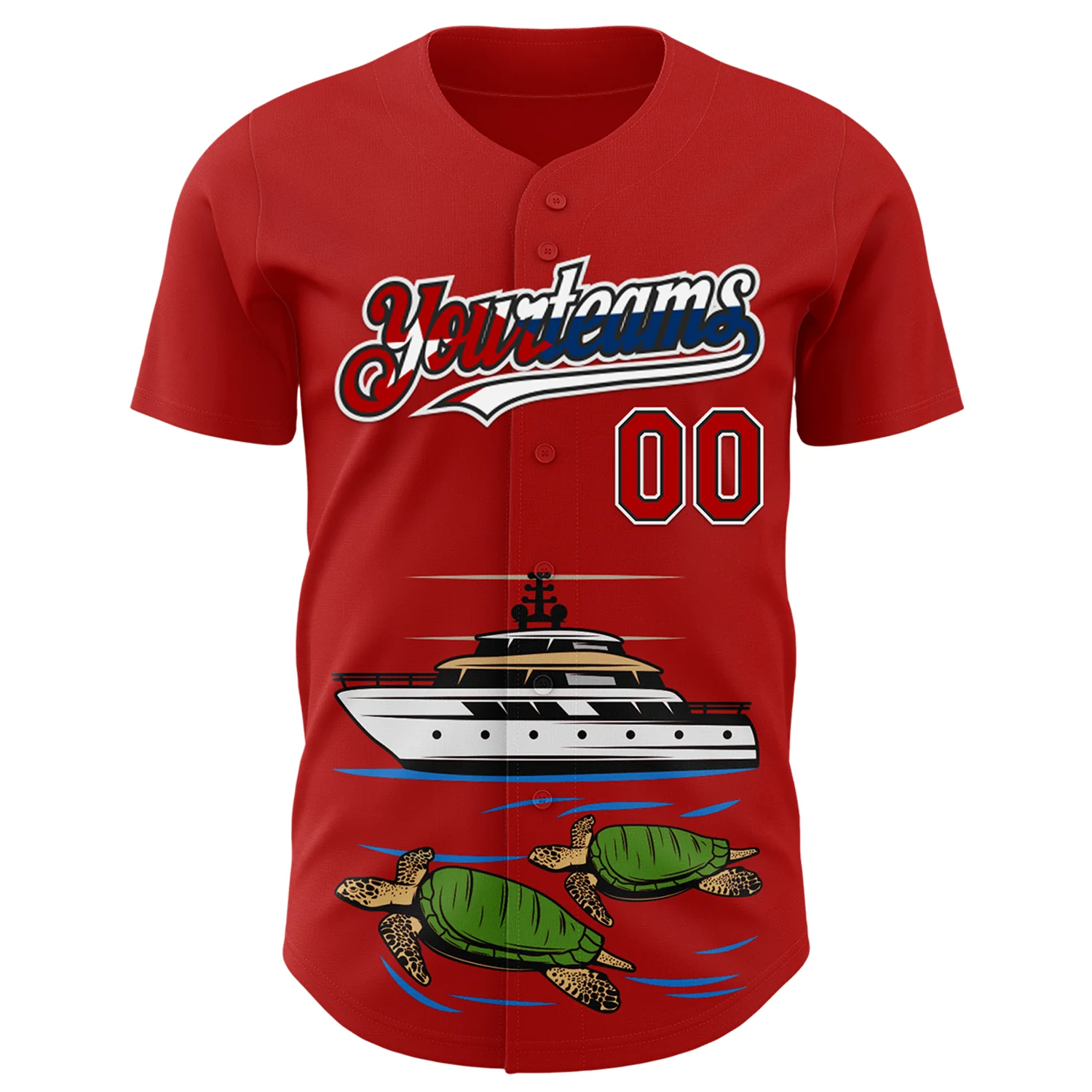 Custom Red Black White-Cuban Flag 3D Cuba Authentic Baseball Jersey - Image 2