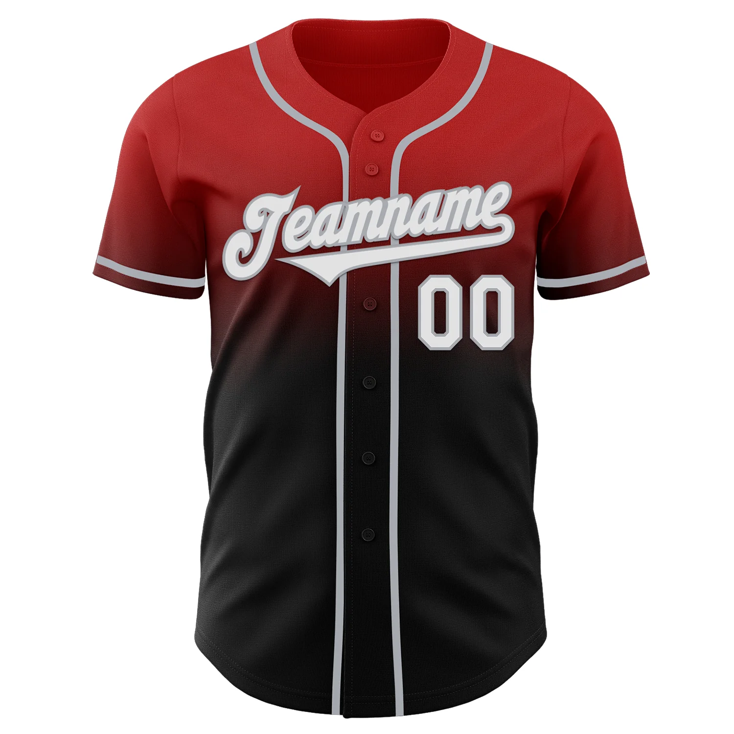 Custom Red Black-Gray Authentic Fade Fashion Baseball Jersey - Image 2