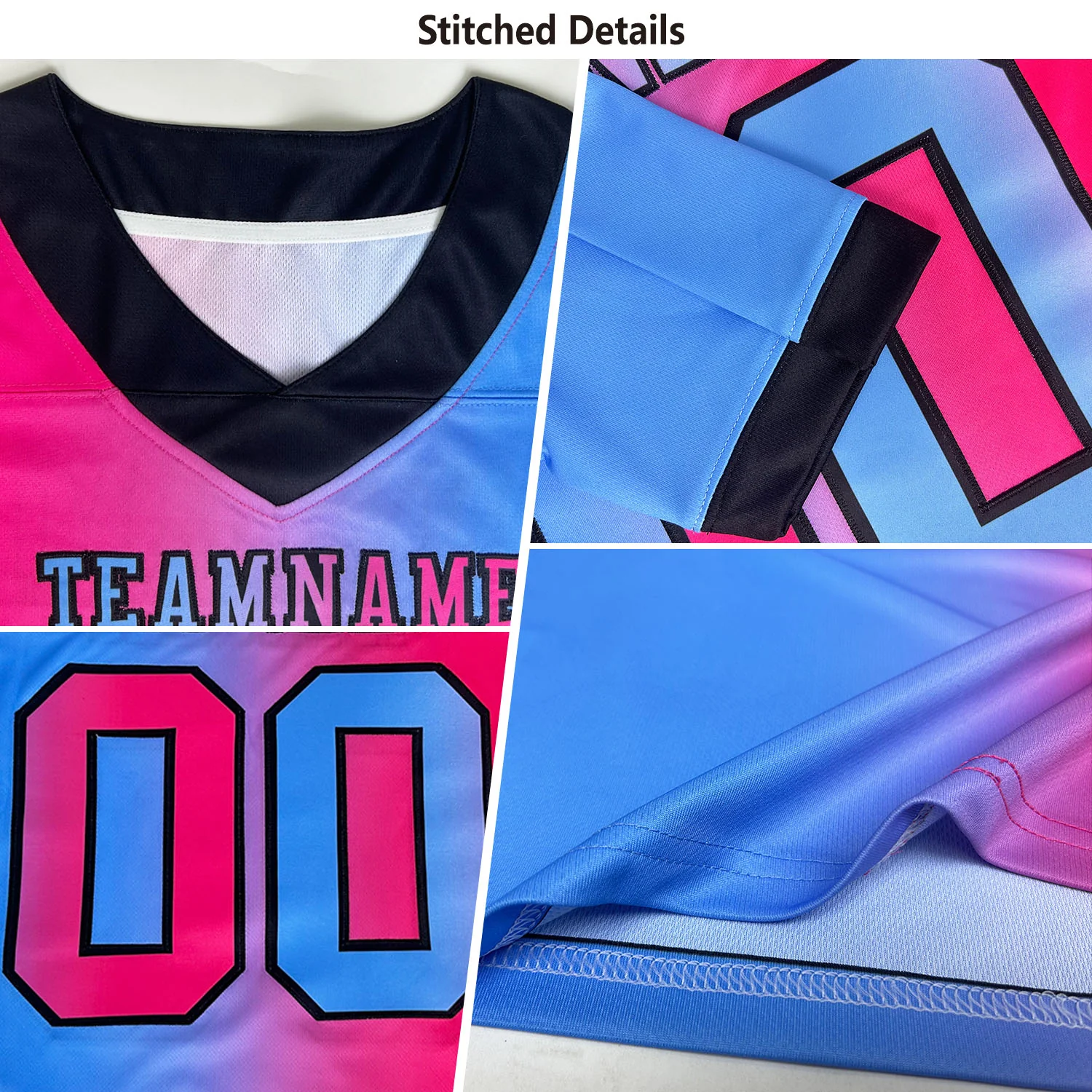 Custom Red Kelly Green-Black Authentic Gradient Fashion Scratch Football Jersey - Image 2