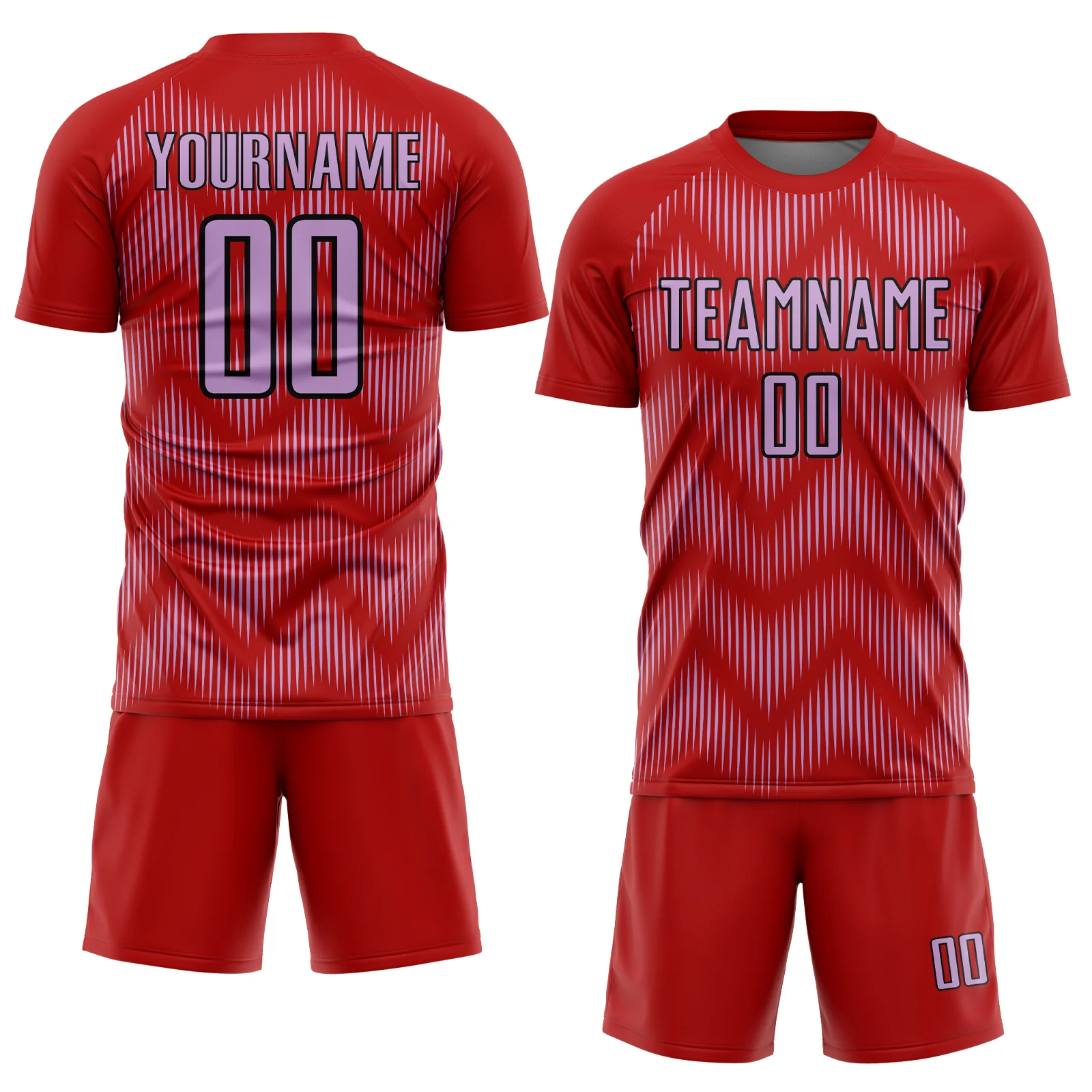 Custom Red Medium Purple-Black Line Sublimation Soccer Uniform Jersey - Image 2