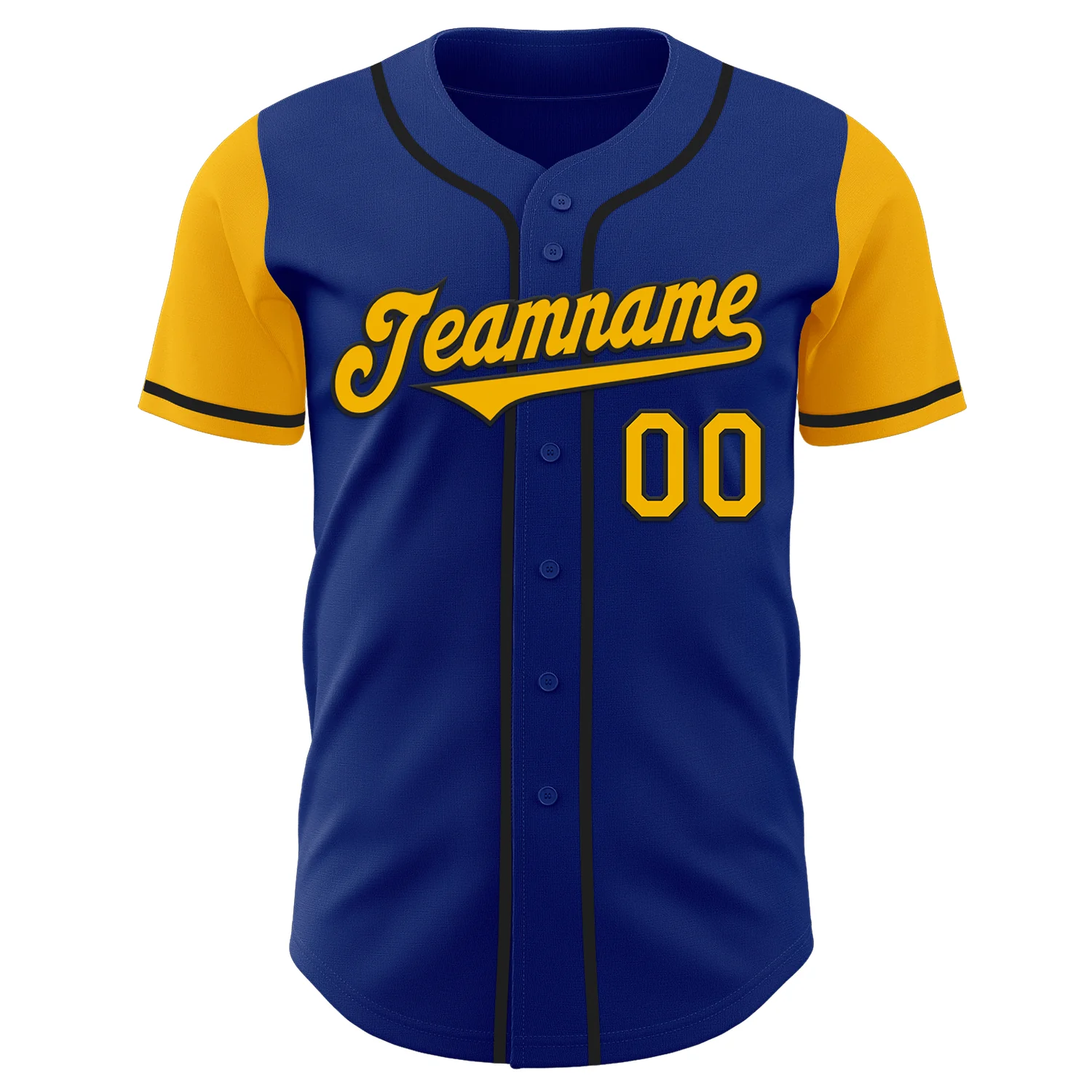 Custom Royal Gold-Black Authentic Two Tone Baseball Jersey - Image 2
