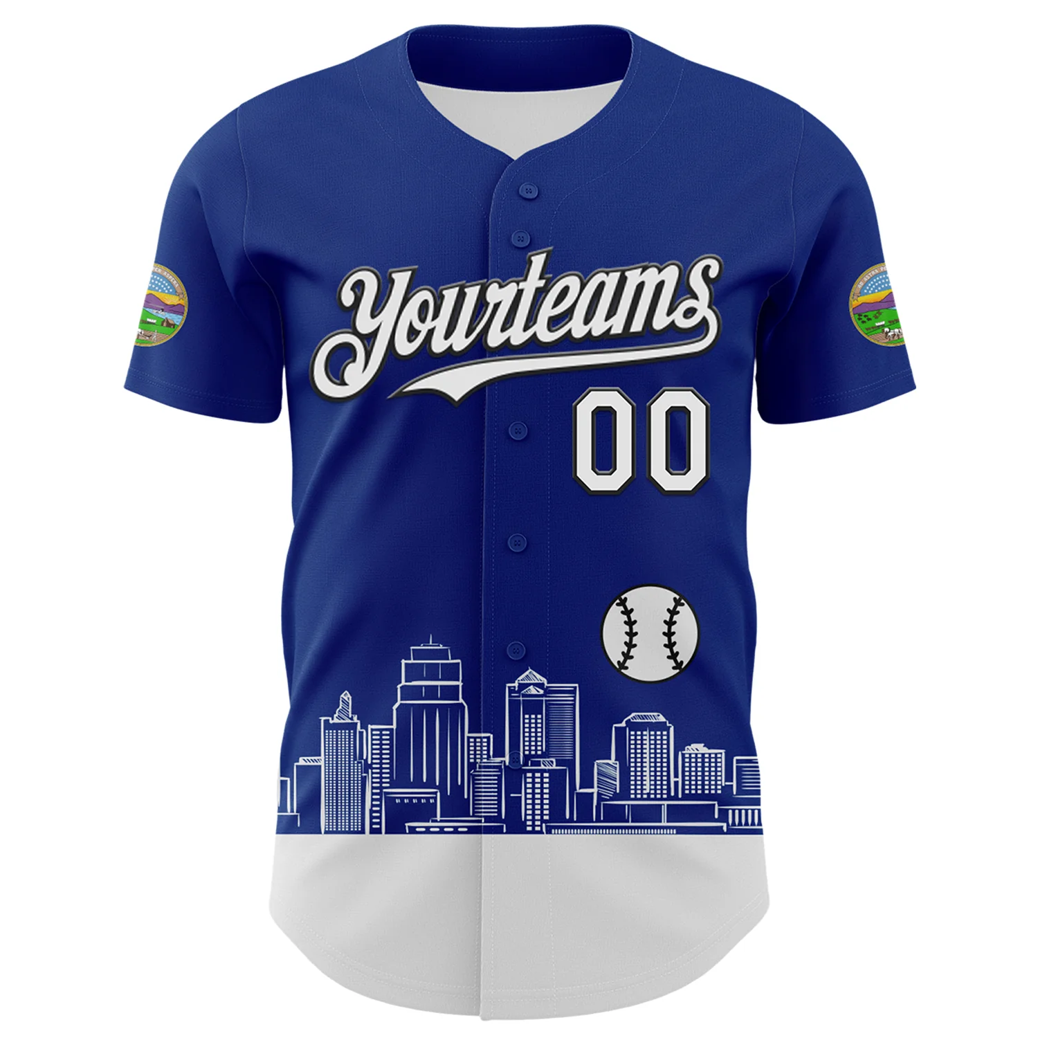 Custom Royal White-Black 3D Urban City Edition Sports Authentic Baseball Jersey - Image 2