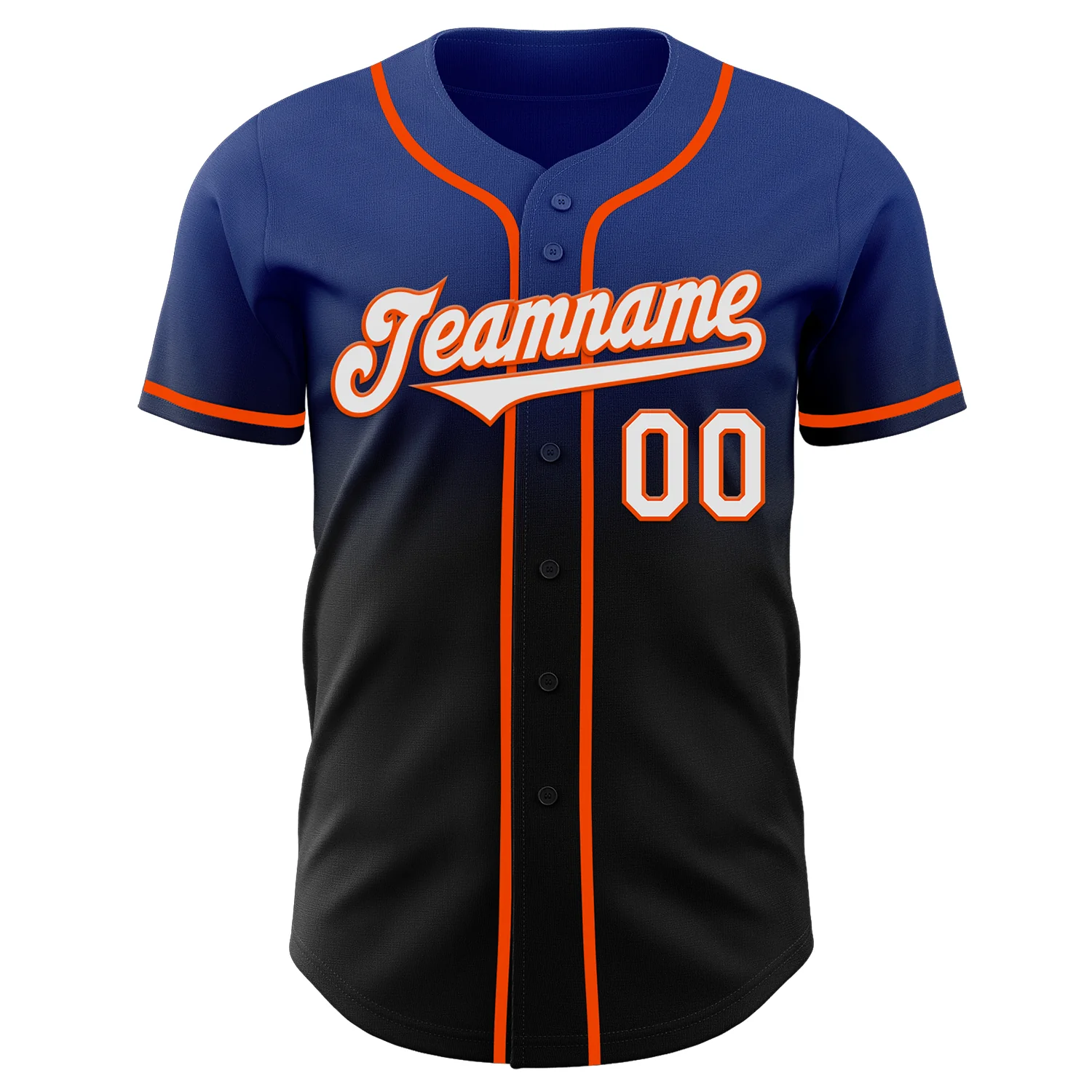 Custom Royal Black-Orange Authentic Fade Fashion Baseball Jersey - Image 2