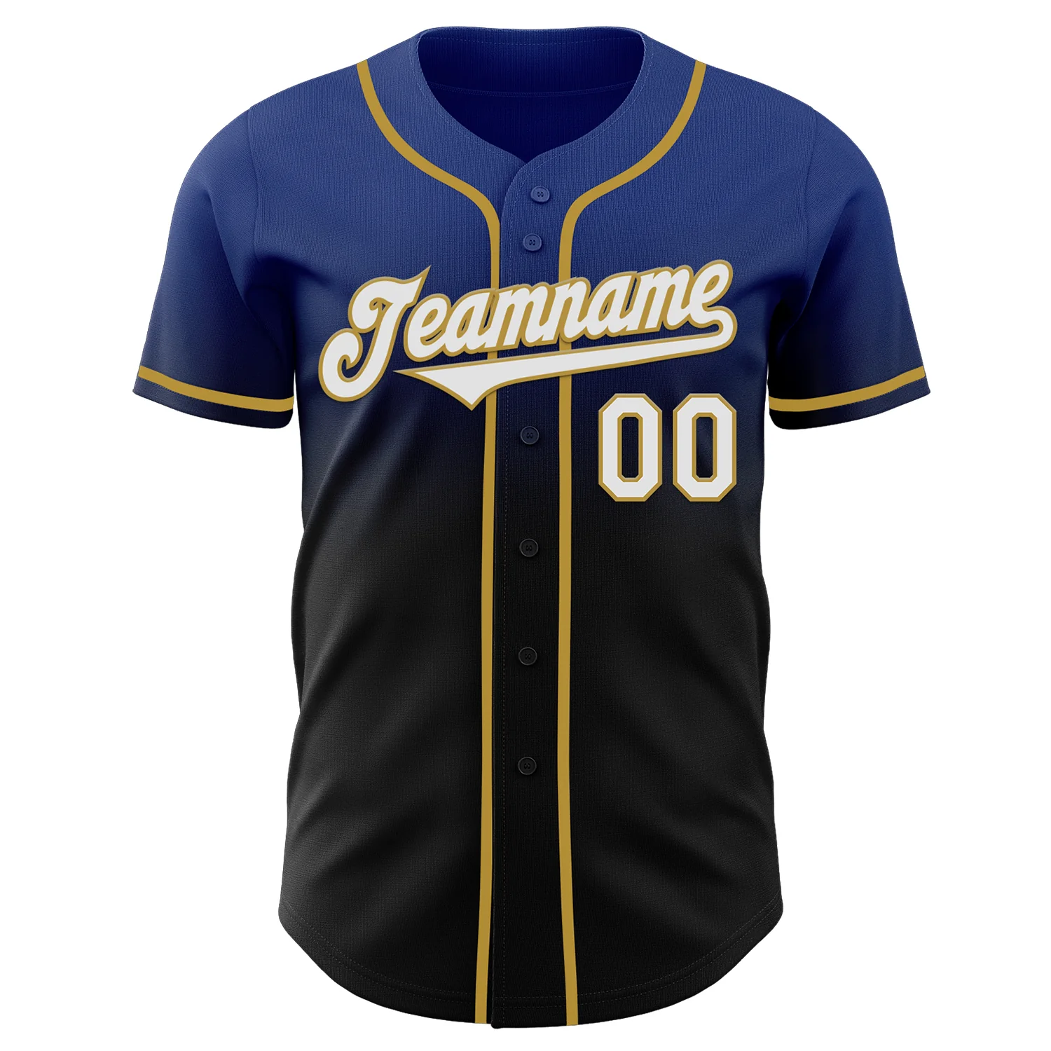 Custom Royal Black-Old Gold Authentic Fade Fashion Baseball Jersey - Image 2