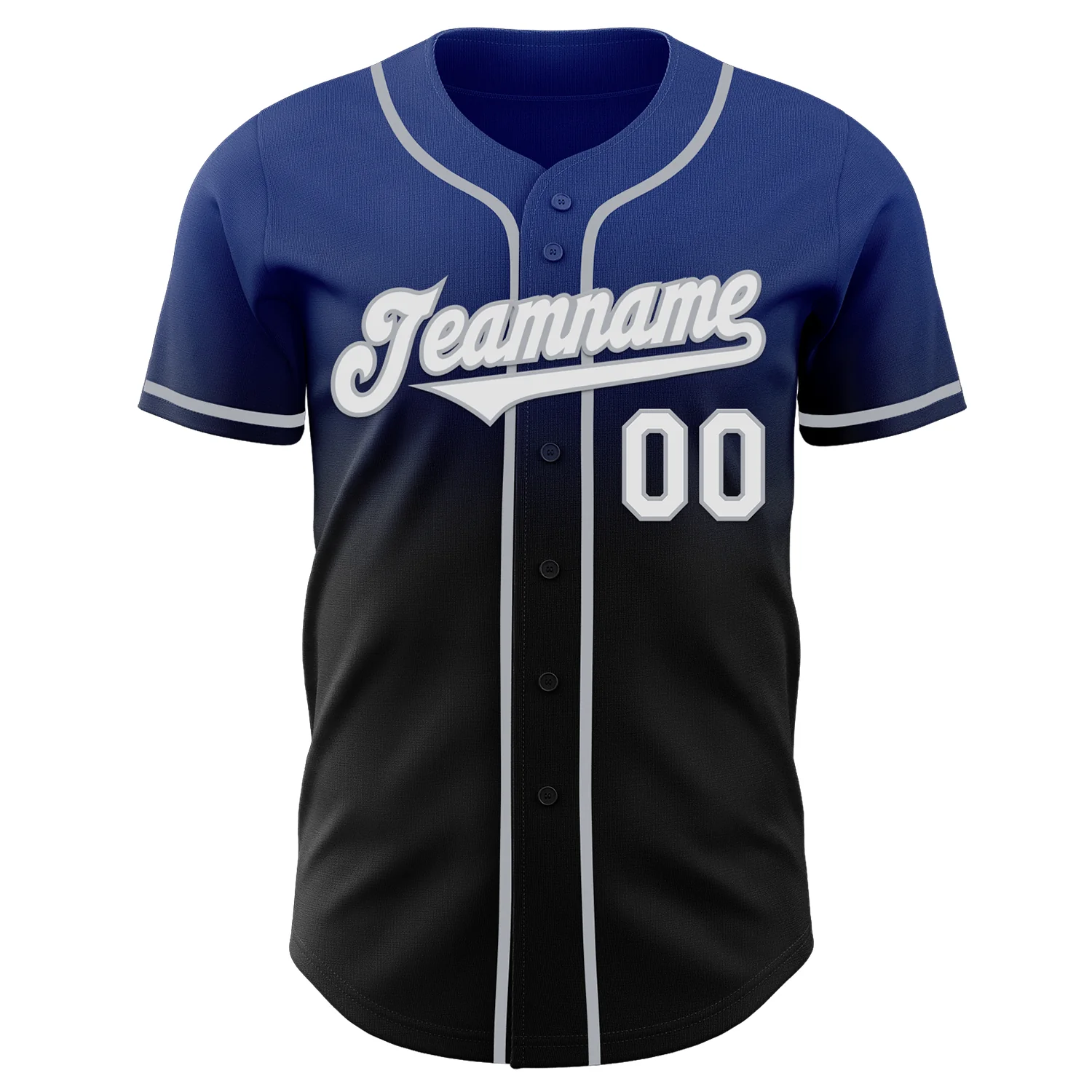 Custom Royal Black-Gray Authentic Fade Fashion Baseball Jersey - Image 2
