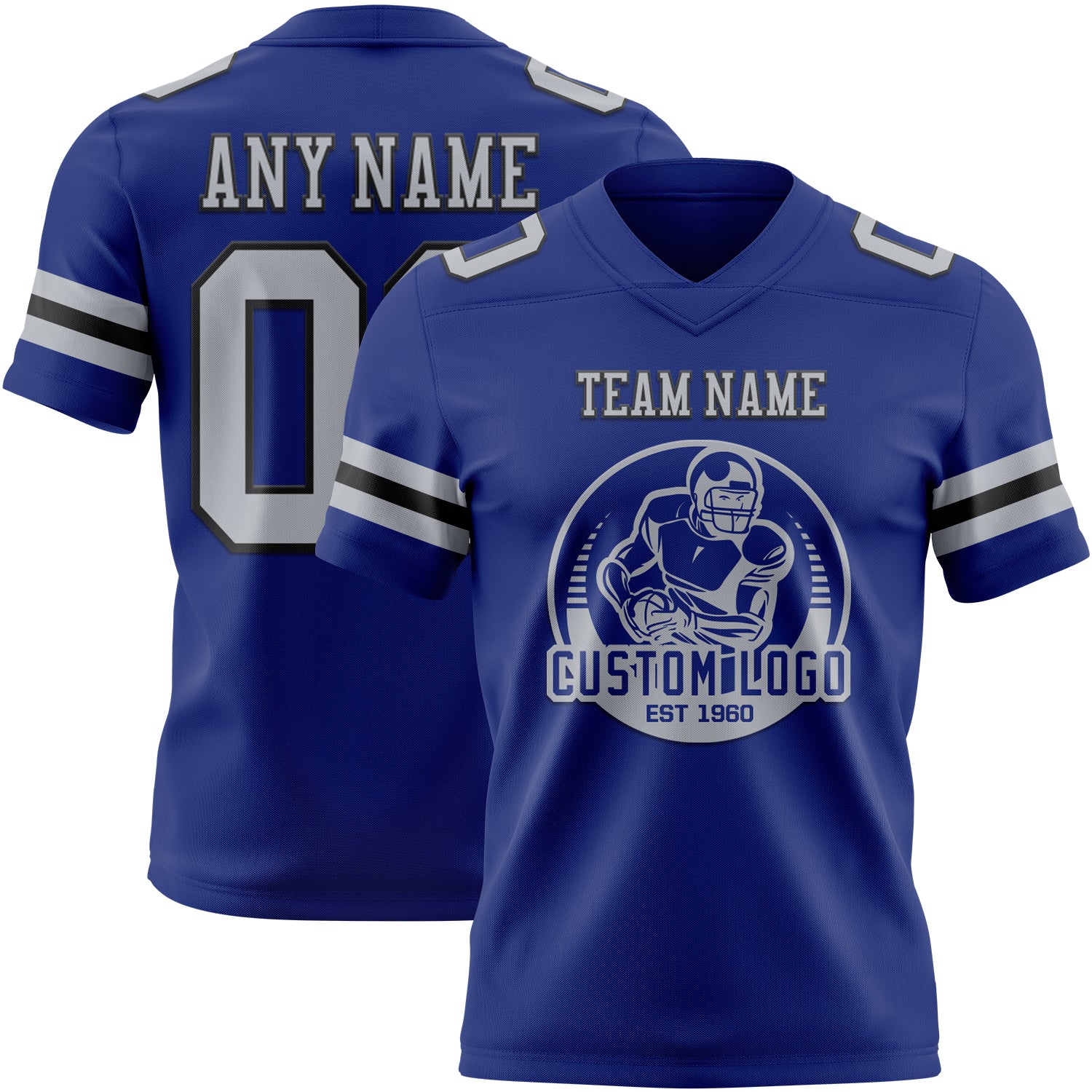 Custom Royal Gray-Black Authentic Football Jersey - Image 2