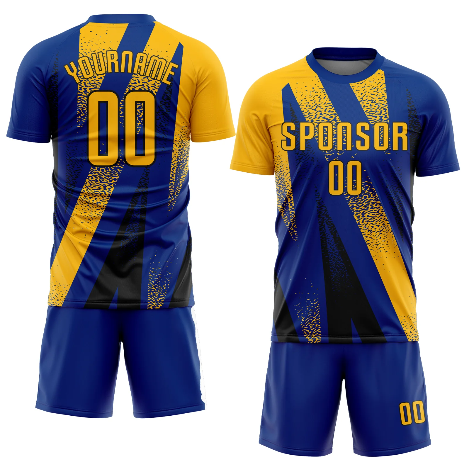 Custom Royal Gold-Black Radial Burst Sports Sublimation Soccer Uniform Jersey - Image 2
