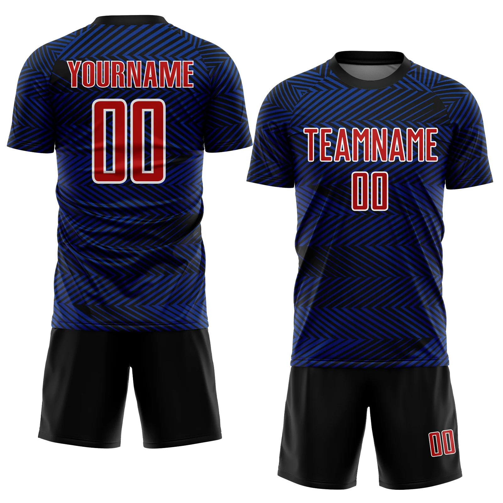 Custom Royal Red-Black Line Sublimation Soccer Uniform Jersey - Image 2