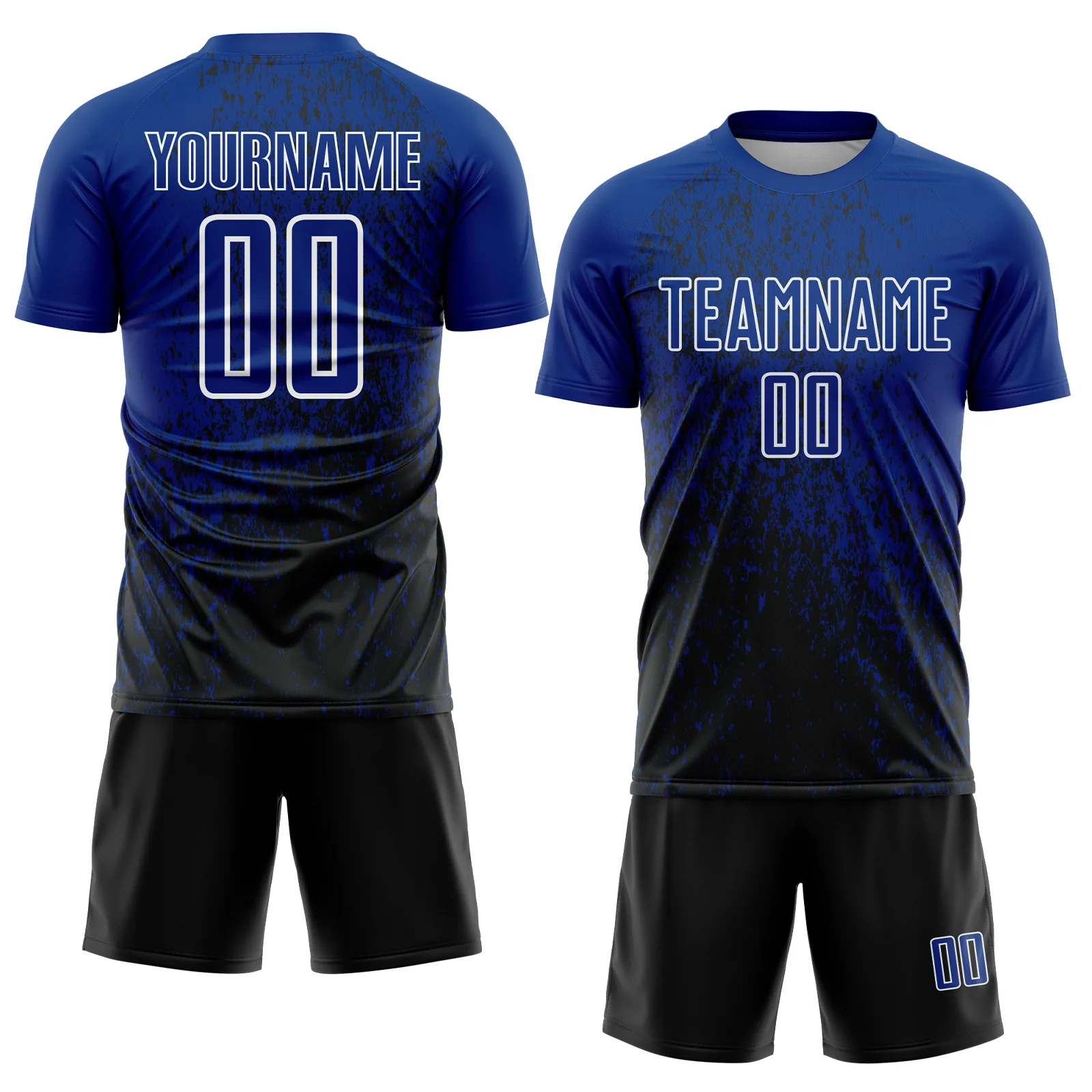 Custom Royal Black-White Abstract Fragment Art Sublimation Soccer Uniform Jersey - Image 2