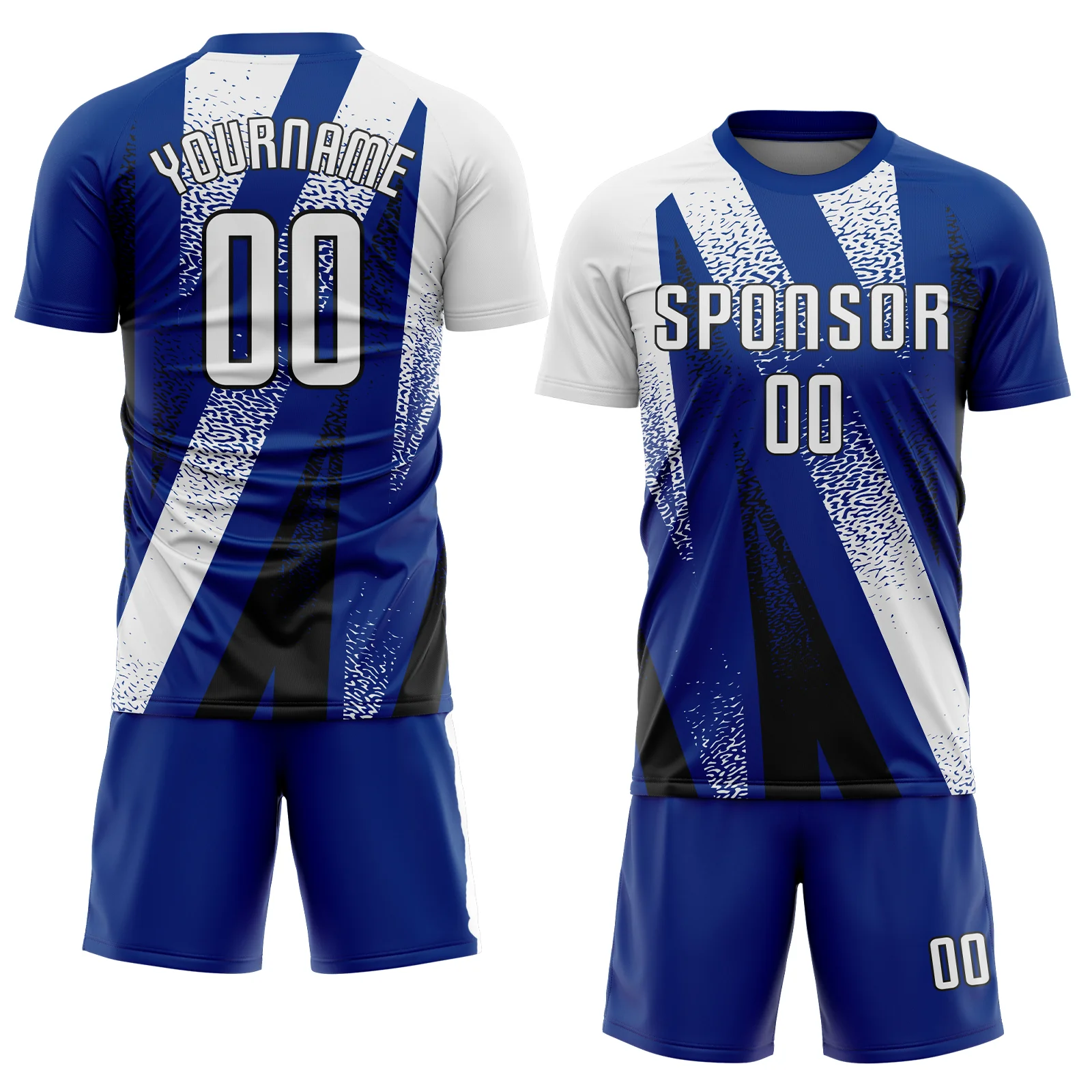 Custom Royal White-Black Radial Burst Sports Sublimation Soccer Uniform Jersey - Image 2