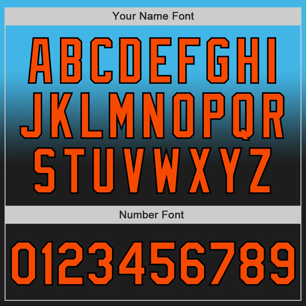 Custom Sky Blue Orange-Black Authentic Fade Fashion Baseball Jersey - Image 5