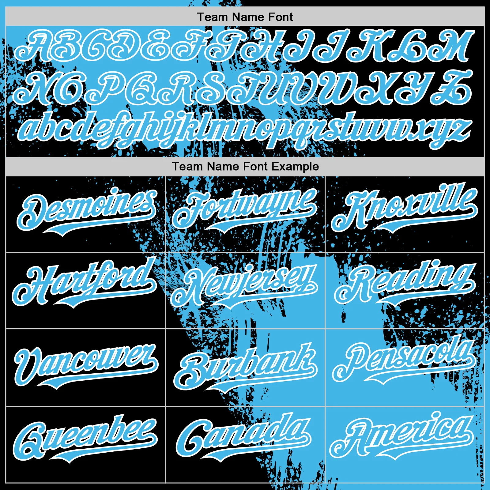 Custom Sky Blue Black-White 3D Pattern Design Abstract Brush Stroke Authentic Baseball Jersey - Image 4